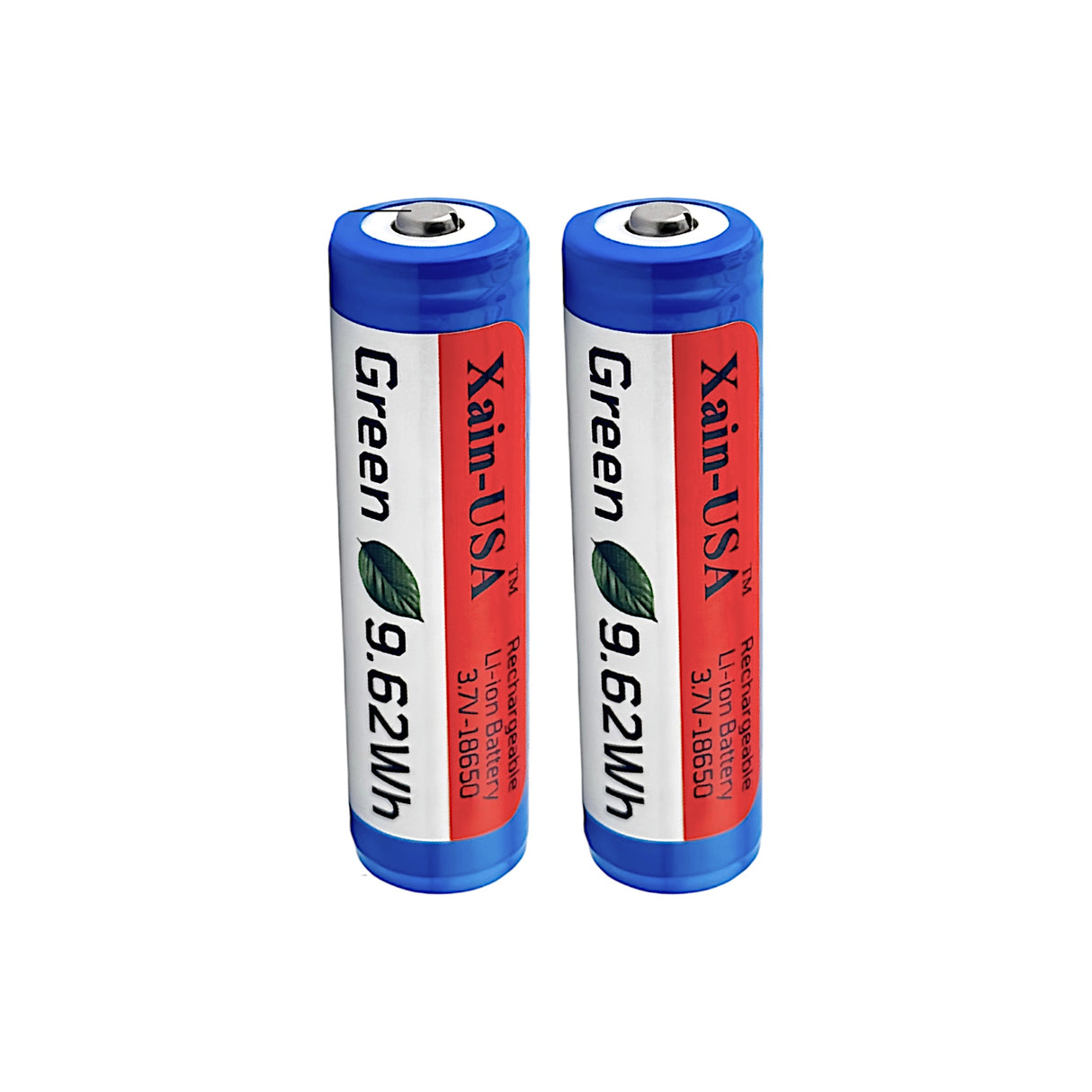 2-Pack 3.7V 2600mAh 18650 Button Top