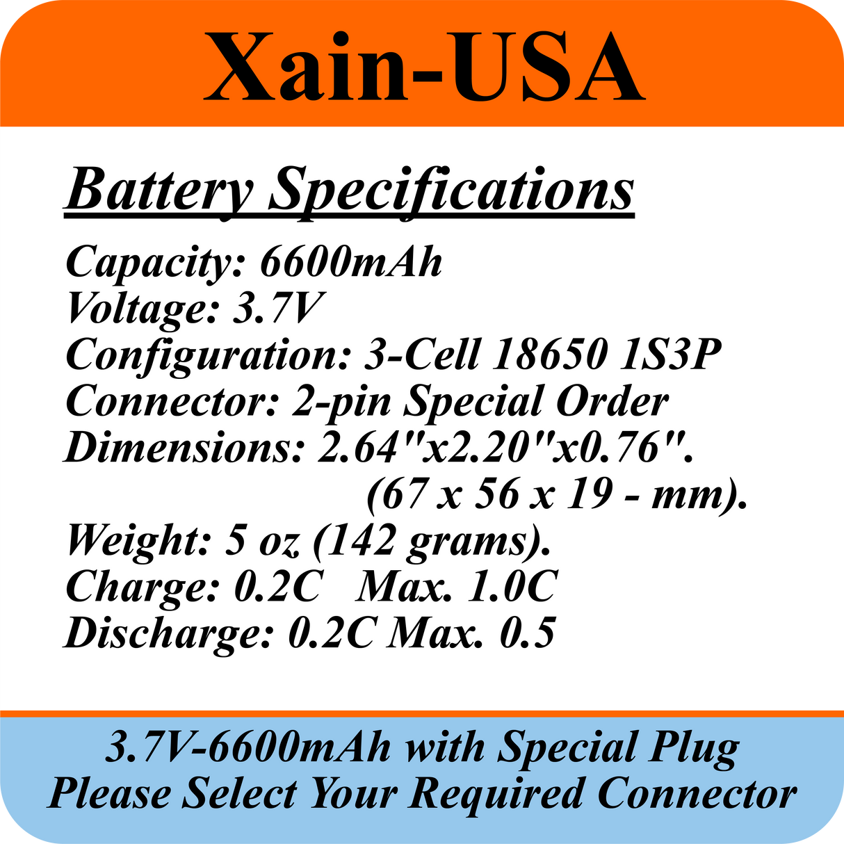 3.7V 6600mAh Special Order