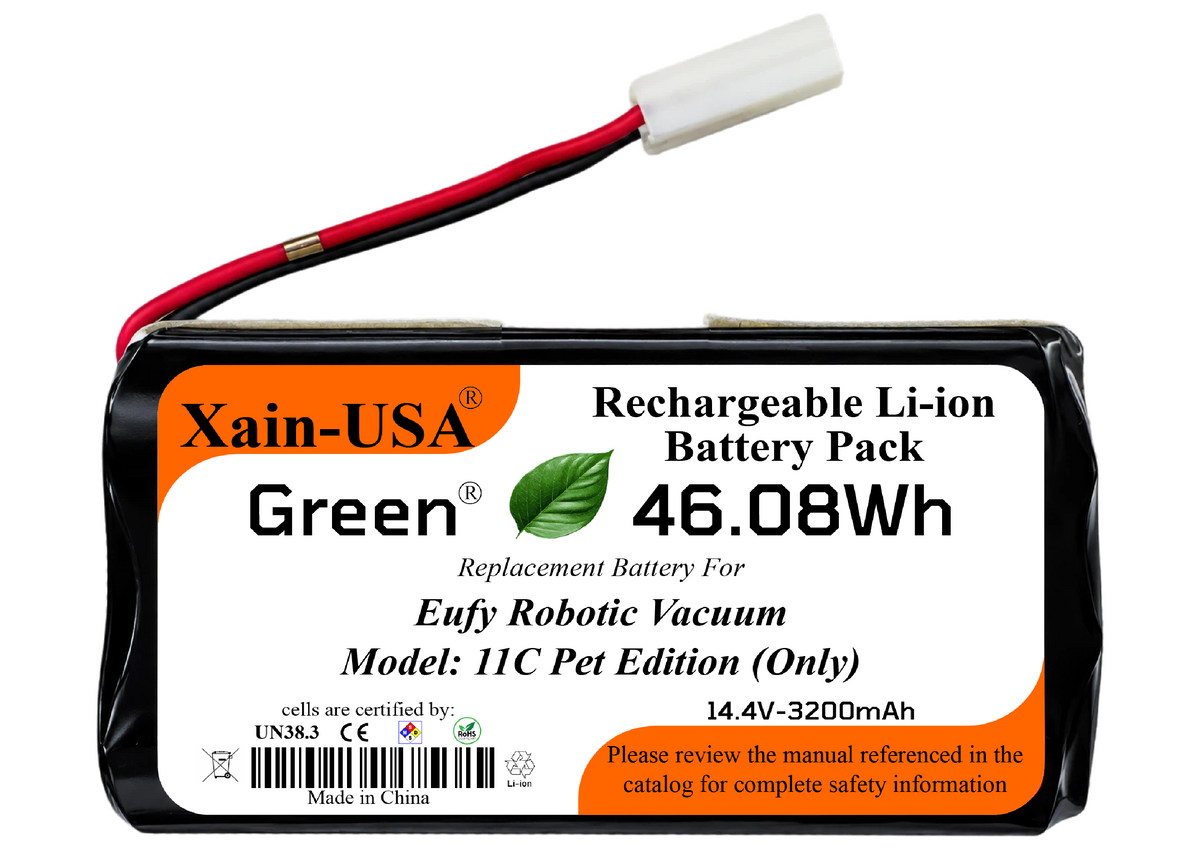 14.4V 3200mAh Replacement Battery Pack for Eufy 11C Pet Edition Only, 46.08Wh, 4S1P Li-ion Battery with Built-in BMS Protection