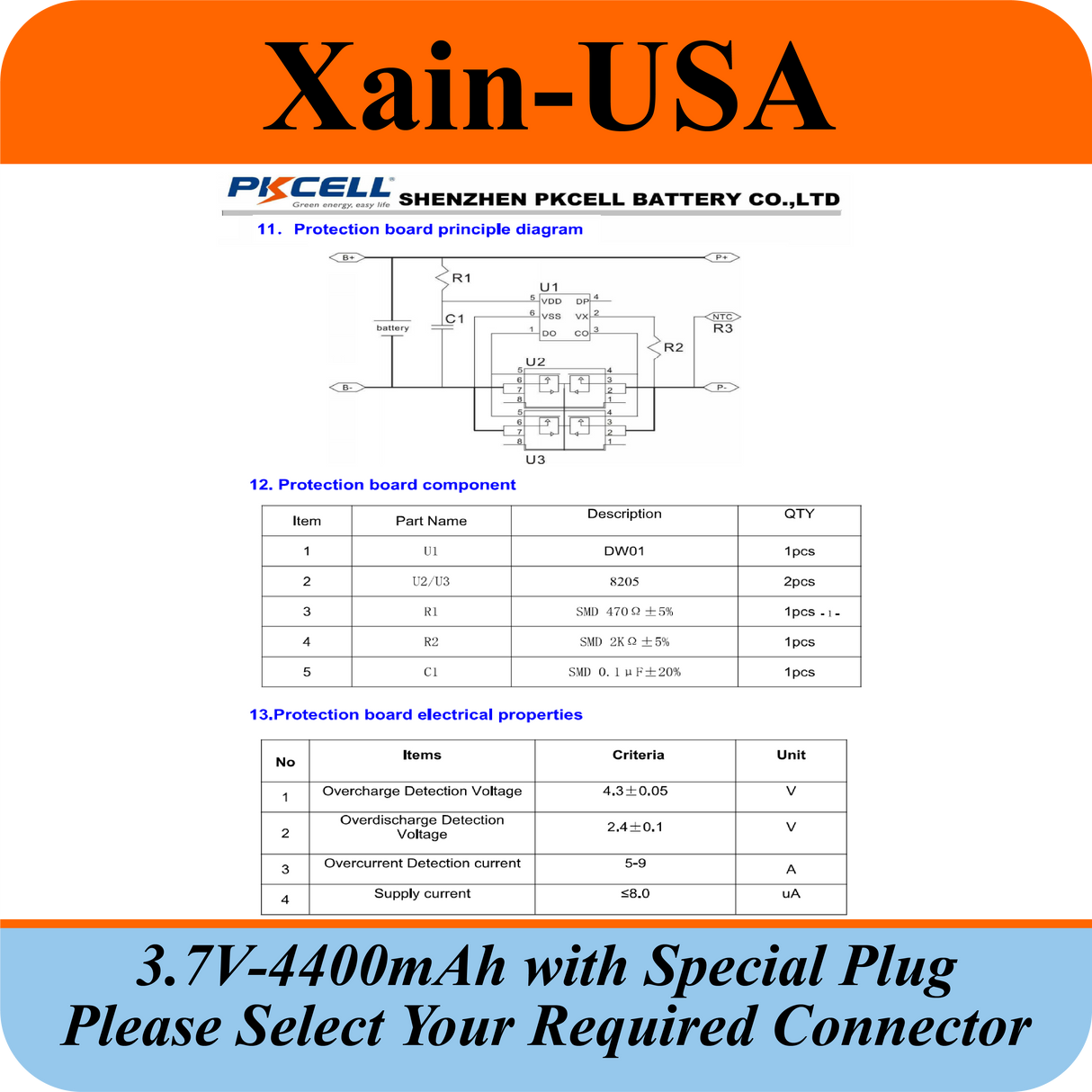 3.7V 4400mAh Custom Order