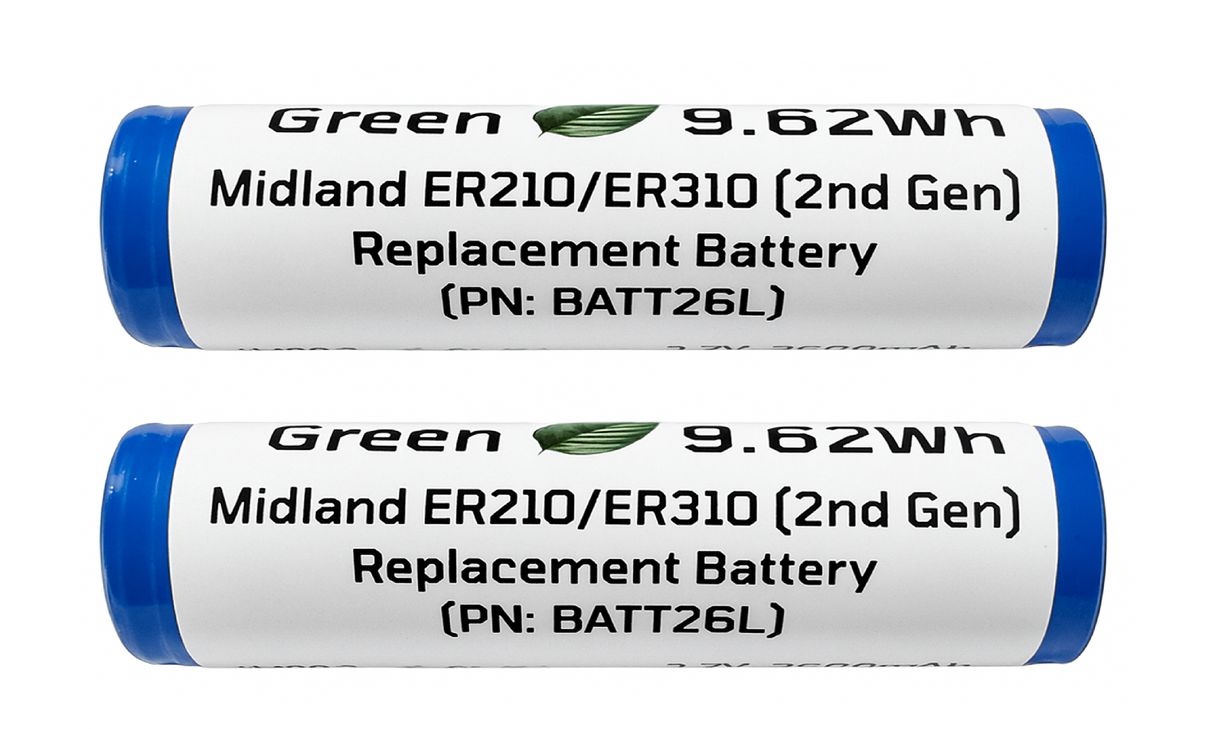 (2-Pack) Replacement Battery for Midland Emergency Radio ER210 (2nd Gen.) & ER310 (2nd Gen.) PN: BATT26L 2600mAh