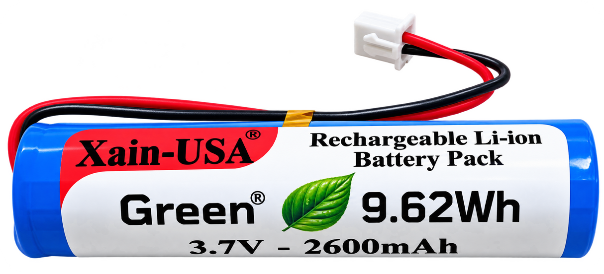 3.7V 2600mAh Replacement Battery for Croove Voice Amplifier PN B0143KH9KG, Rechargeable Li-ion 18650 Battery Pack, JST-XH2.54 2-Pin Connector, Built-in Protection, 9.62Wh