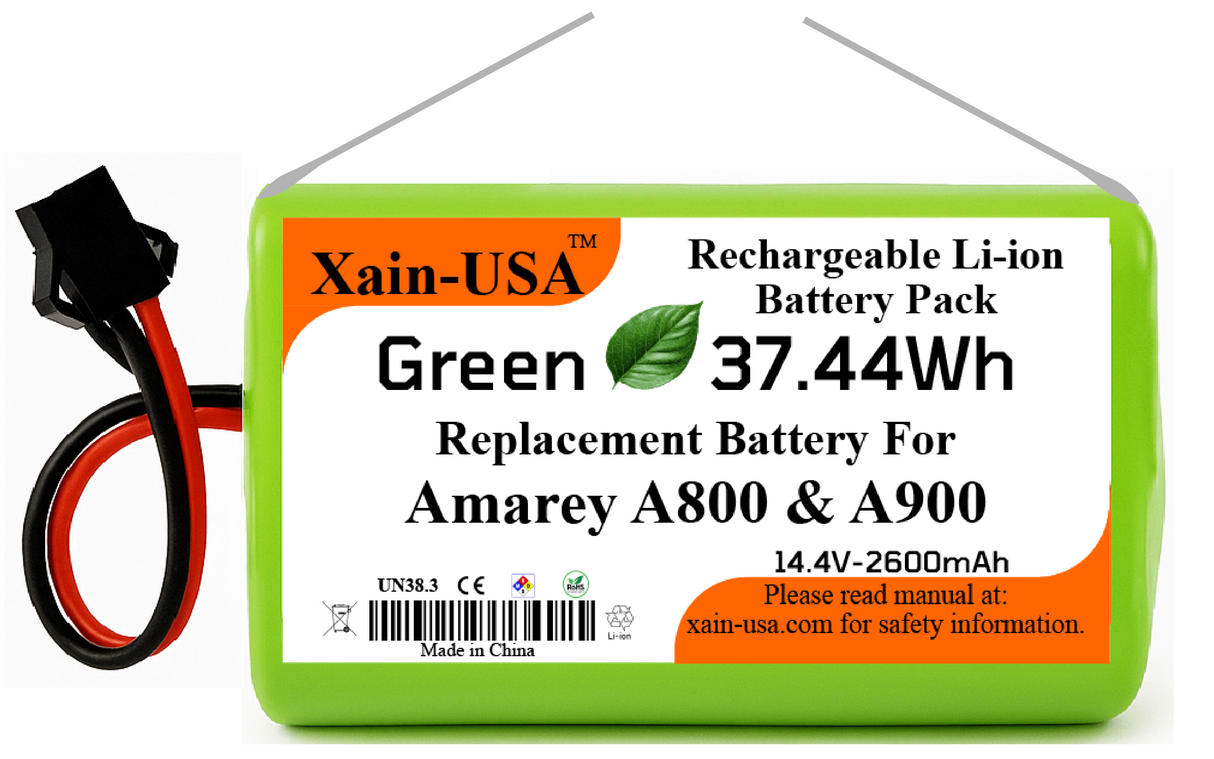 Replacement Battery for Amarey A800 and Amarey A900, Robot Vacuum Cleaners 14.4V - 2600mAh (37.4Wh) with Built-in Battery Management System (BMS)