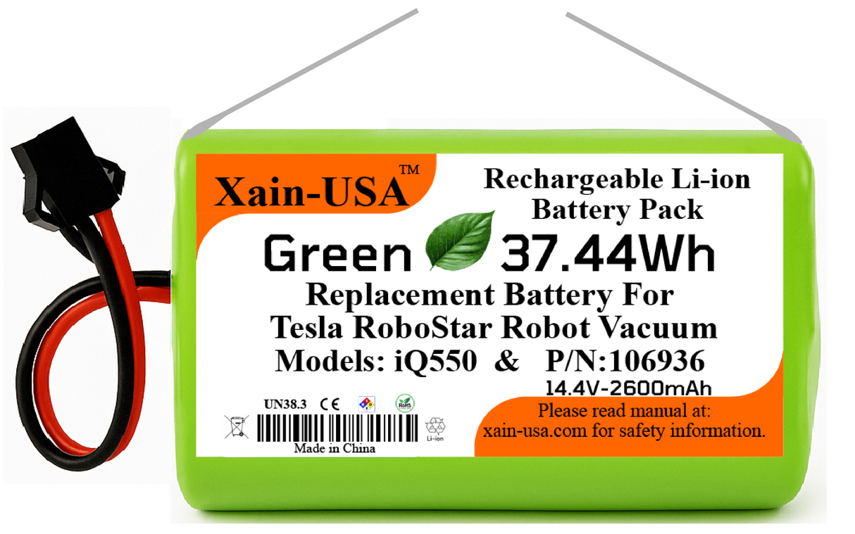 Replacement Battery for Tesla RoboStar iQ550 Robot Vacuum Cleaners 14.4V - 2600mAh (37.4Wh) with Built-in Battery Management System (BMS)