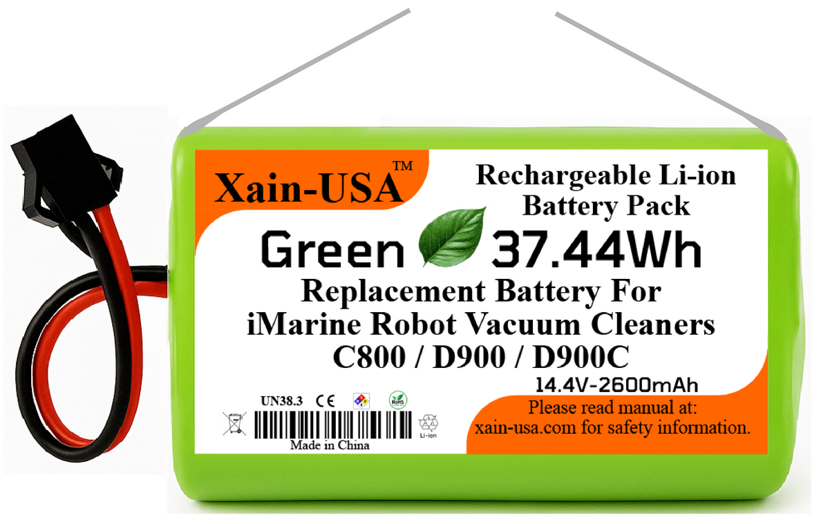 Replacement Battery for iMartine C800 / D900 / D900C Robot Vacuum Cleaners, 14.4V - 2600mAh (37.4Wh) with Built-in Battery Management System (BMS)