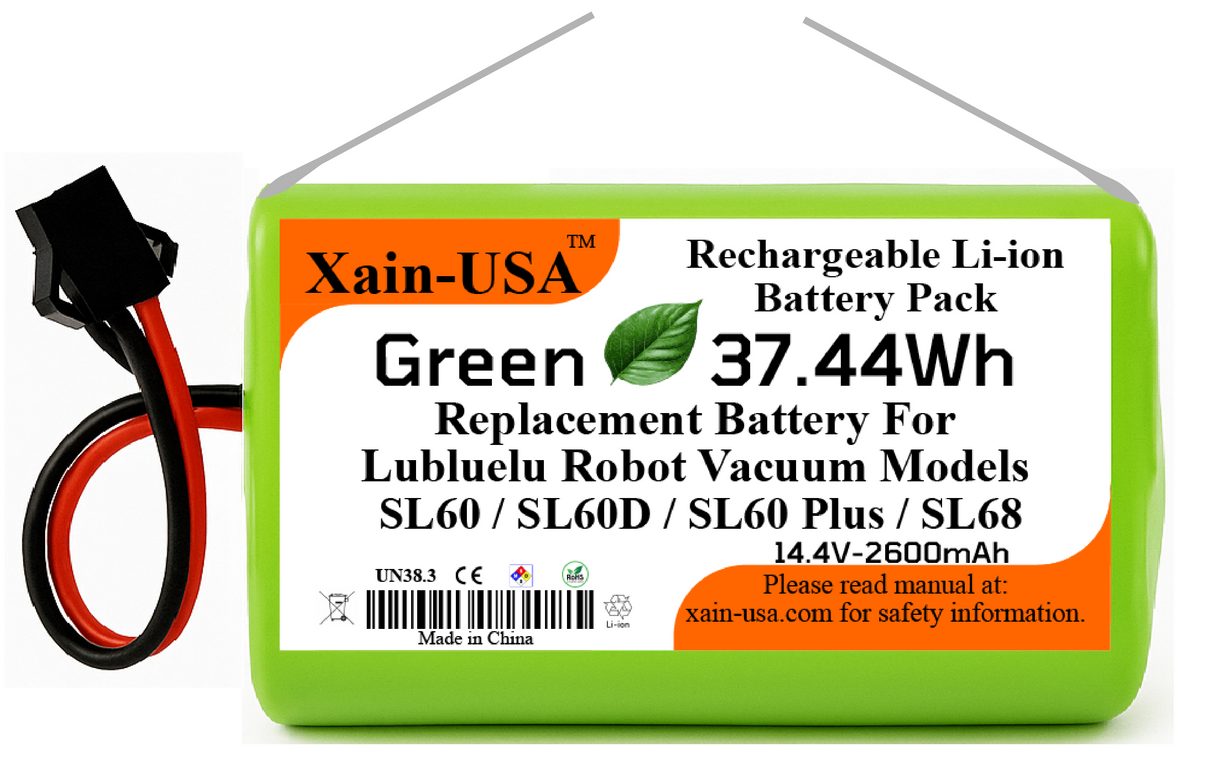 Replacement Battery for Lubluelu SL60, SL60D, SL60 Plus, SL68 Robot Vacuum Cleaners 14.4V - 2600mAh (37.4Wh) with Built-in Battery Management System (BMS)