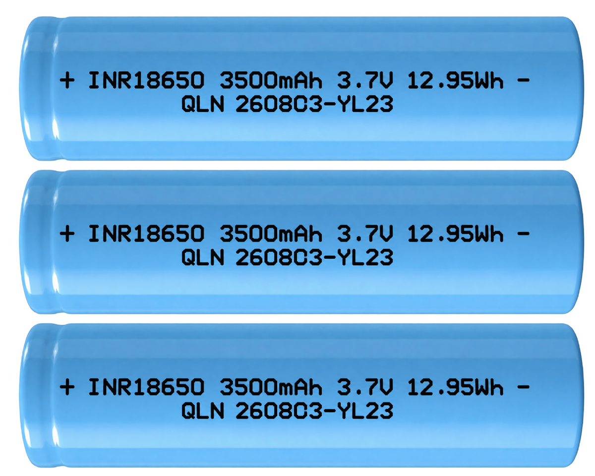 Xain-USA 3-Pack 3.7V 3500mAh 18650 Button-Top Rechargeable Li-ion Batteries | 12.95Wh Each | Unprotected Cells – No BMS