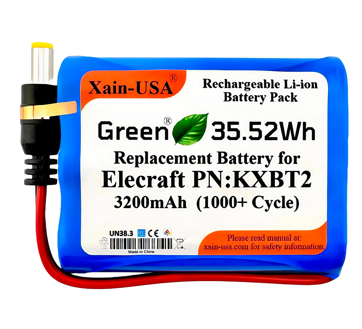 Long-Lasting 3200mAh Rechargeable Li-ion Battery PN: KXBT2 | Direct Replacement for Elecraft KX2 & KH1 | Premium Xain-Xtra Cells, 1000+ Charge Cycles