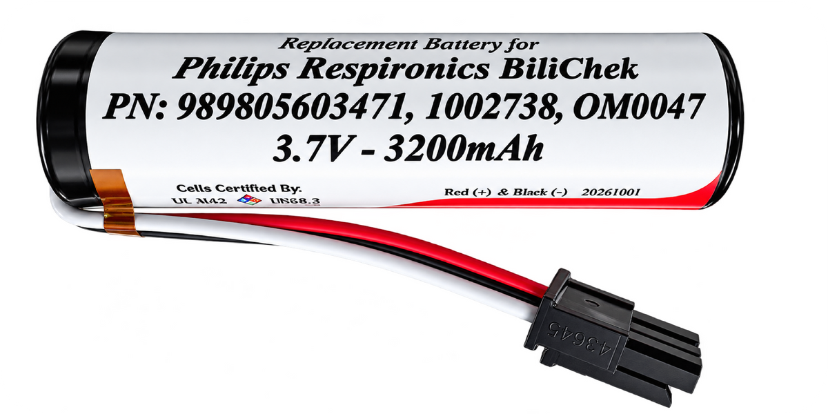 Xain-USA 3.7V 3200mAh Replacement Battery for Philips Respironics BiliChek Bilirubin Analyzer | Replaces 989805603471, 1002738, OM0047