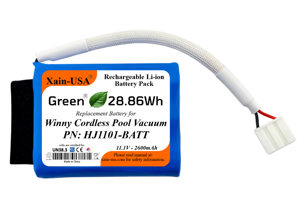 Replacement Battery Pack for Winny Models HJ1101J / HJ1101 / HJ1102 Cordless Pool Vacuum Cleaner | PN: HJ1101-BATT | High-Capacity 11.1V 2600mAh Rechargeable Lithium-Ion | Long Runtime, Direct OEM Fit