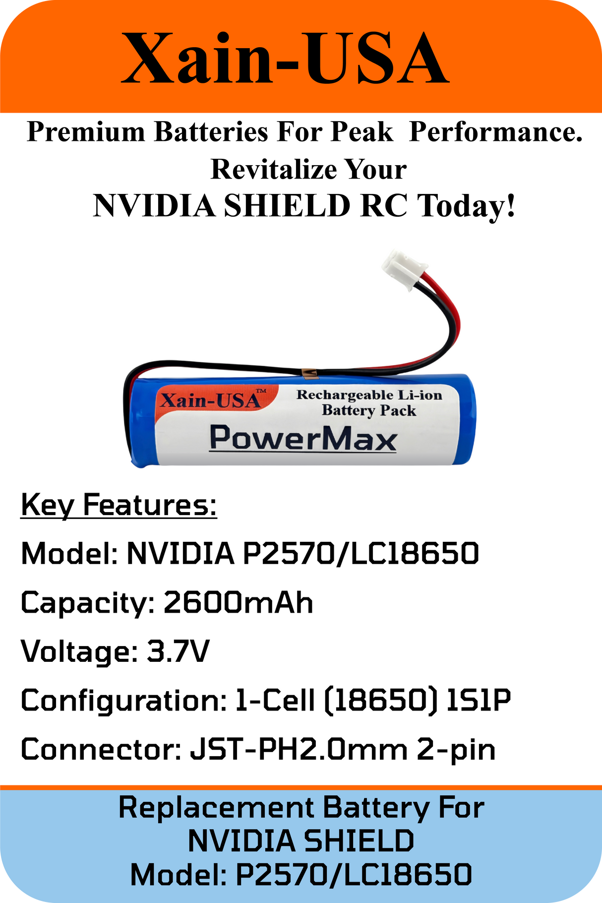 3.7V 2600mAh JST-PH 2.0 for NVIDIA Shield