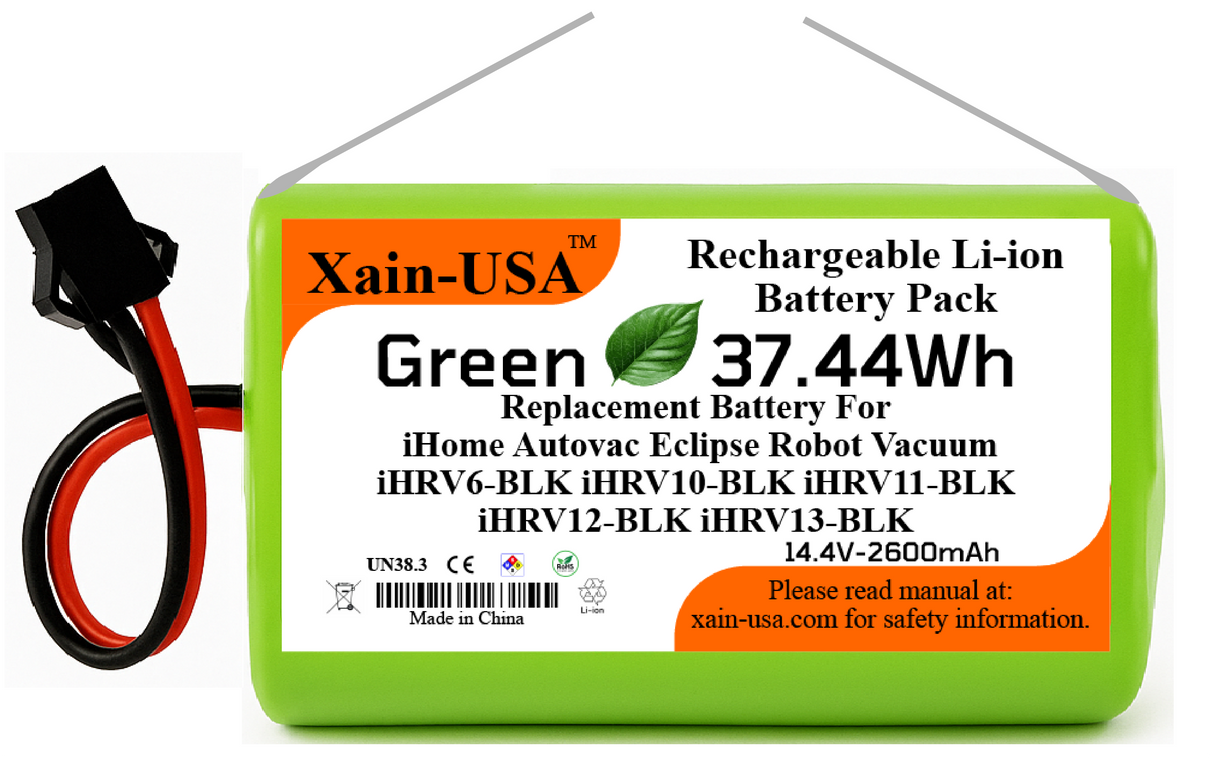Replacement Battery 14.4V 2600mAh (37.4Wh) for iHome Autovac Eclipse Robot Vacuum Cleaners iHRV6-BLK iHRV10-BLK iHRV11-BLK iHRV12-BLK iHRV13-BLK
