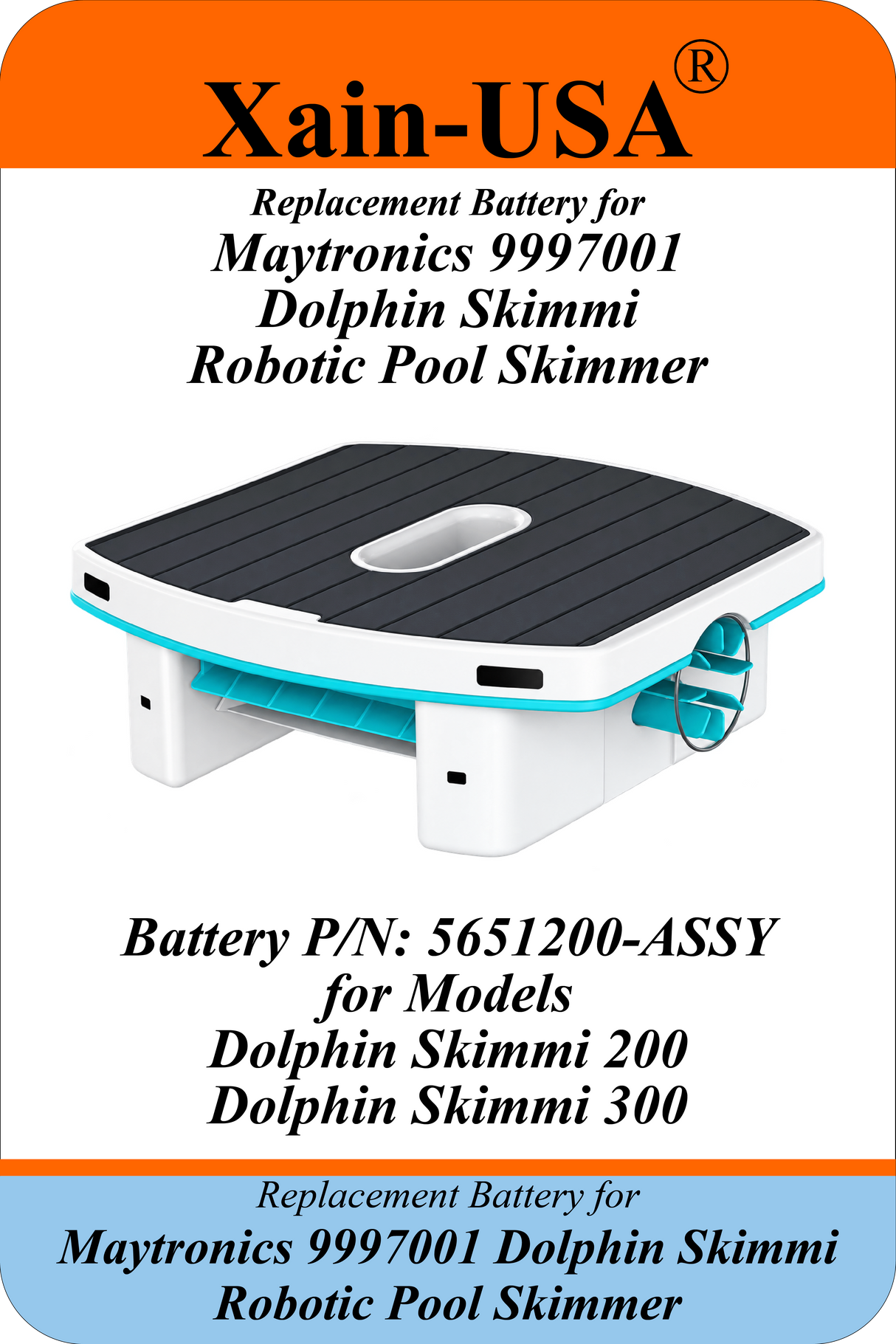 11.1V 3200mAh Replacement Battery for Maytronics 9997001 Dolphin Skimmi Robotic Pool Skimmer, Maytronics P/N 5651200-ASSY, with Built-in BMS and NTC Temperature Sensor in