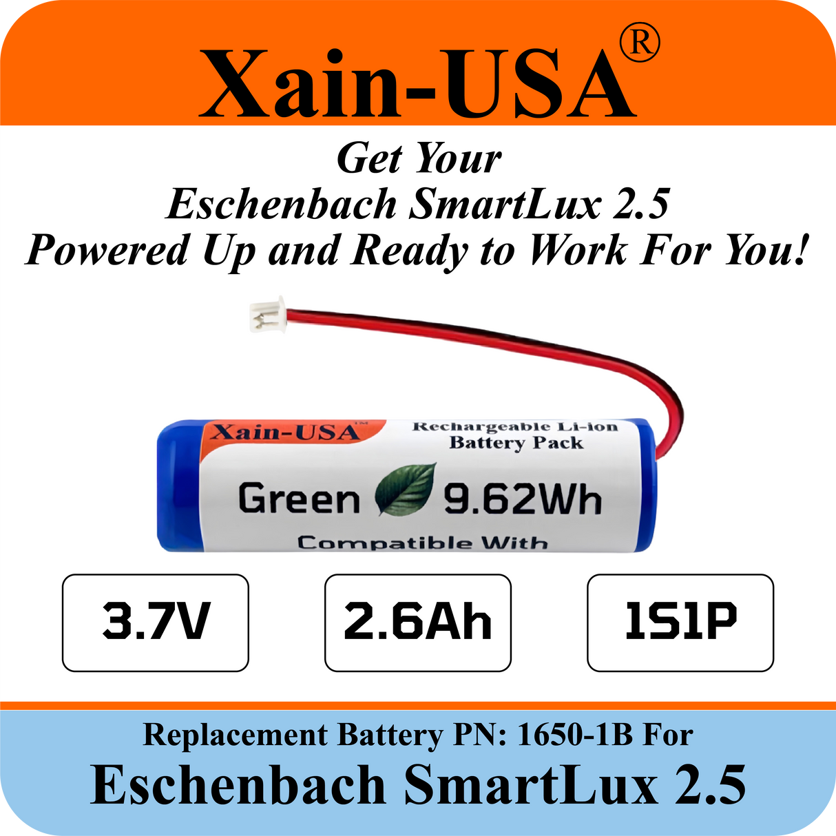 Eschenbach SmartLux 2.5 Portable Video Magnifier Replacement Battery – 2600mAh 3.7V, PN 1650-1B