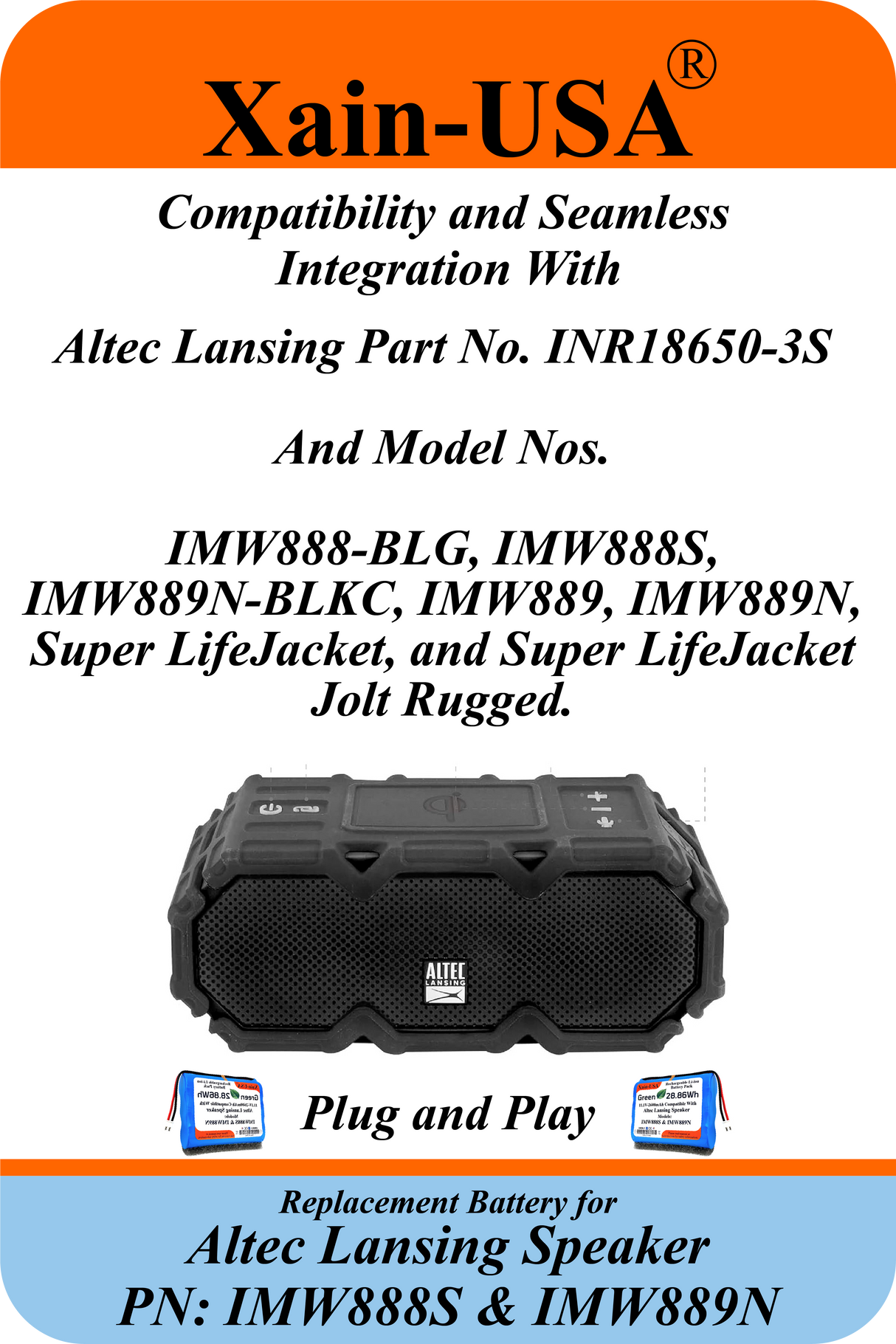 11.1V 2600mAh JST-XH 2.54 for Altec Lansing Speakers