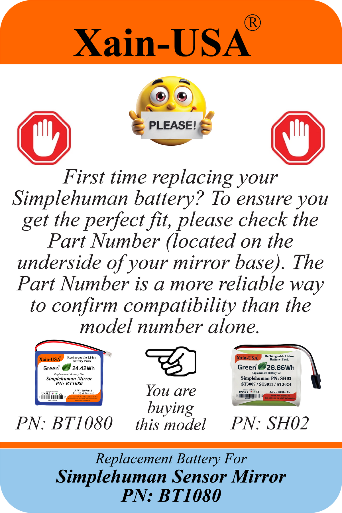 Simplehuman BT1080 Replacement Battery — 3.7V 6600mAh | ST3024, ST3026, ST3027, ST3028
