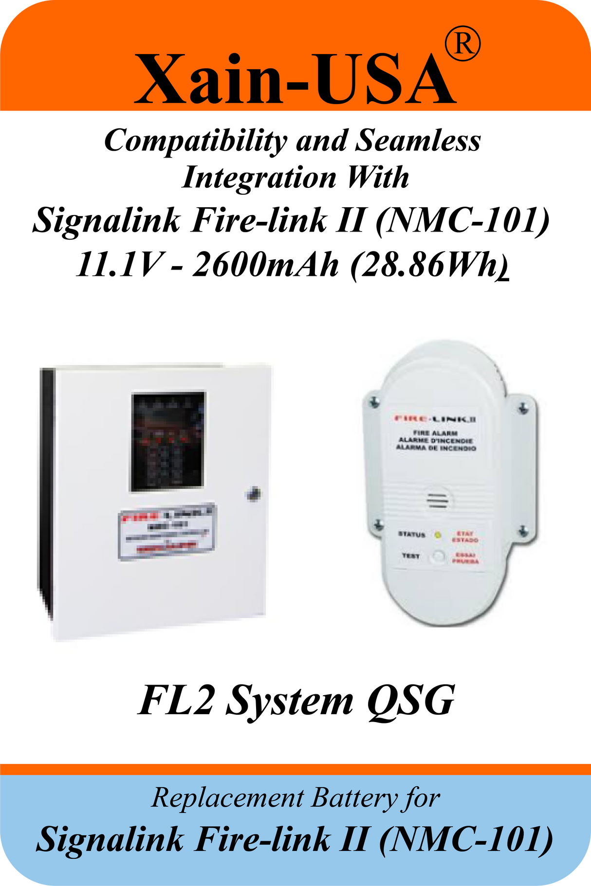 (1-Pack ) 11.1V 2600mAh Replacement Battery for Signalink Firelink 2 Horn Fire Alarm System (NMC‑101) – Built‑In BMS Protection.