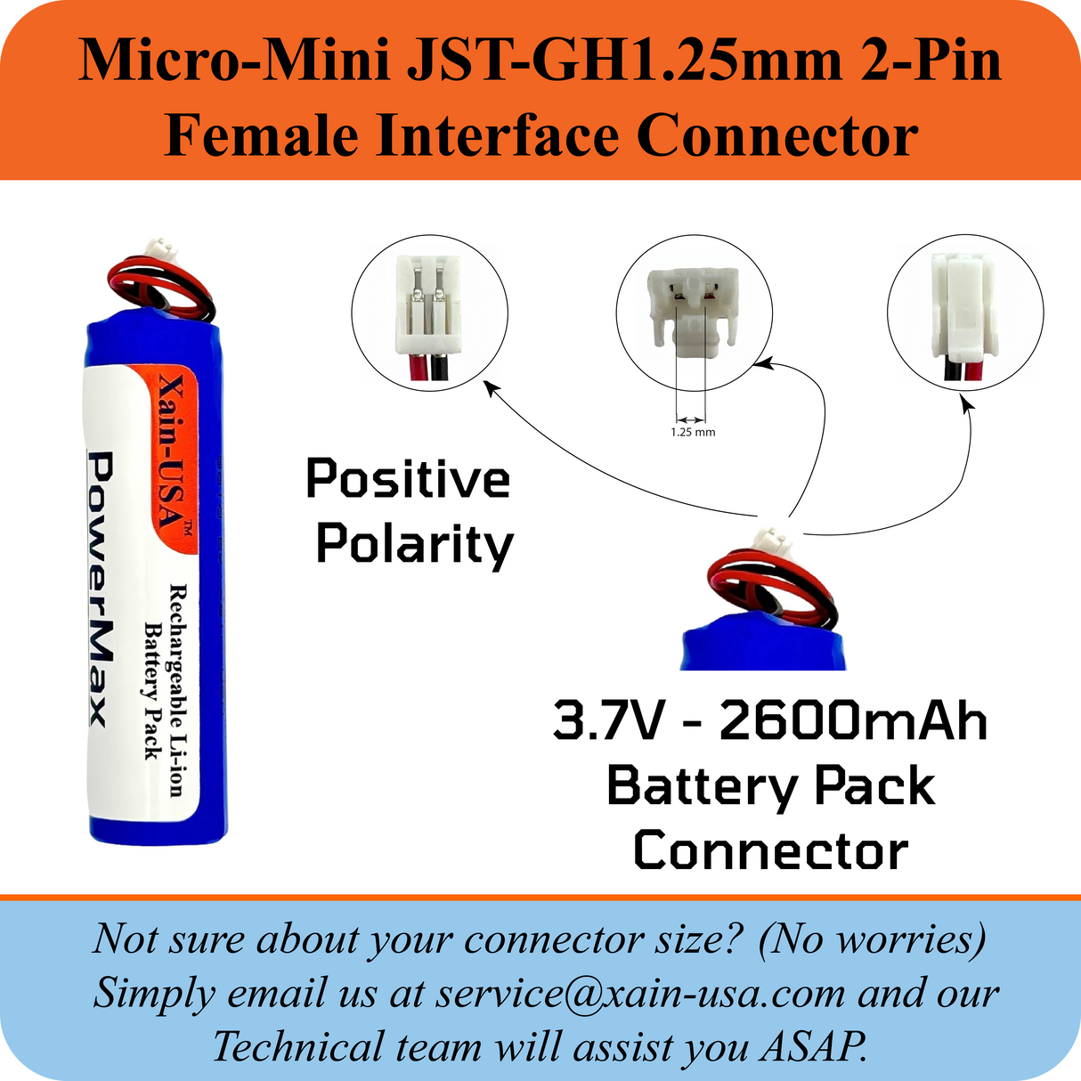 3.7V 2600mAh JST-GH 1.25