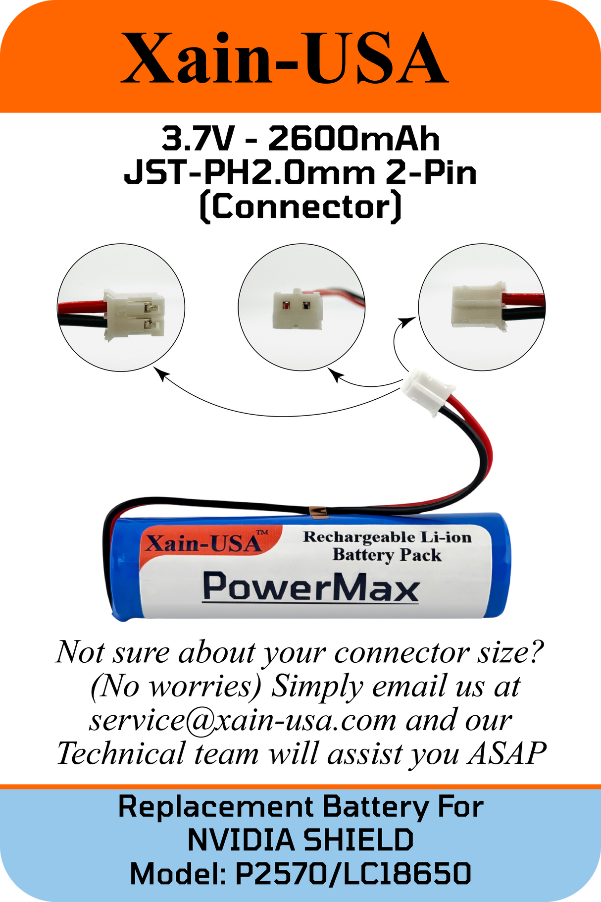 3.7V 2600mAh JST-PH 2.0 for NVIDIA Shield