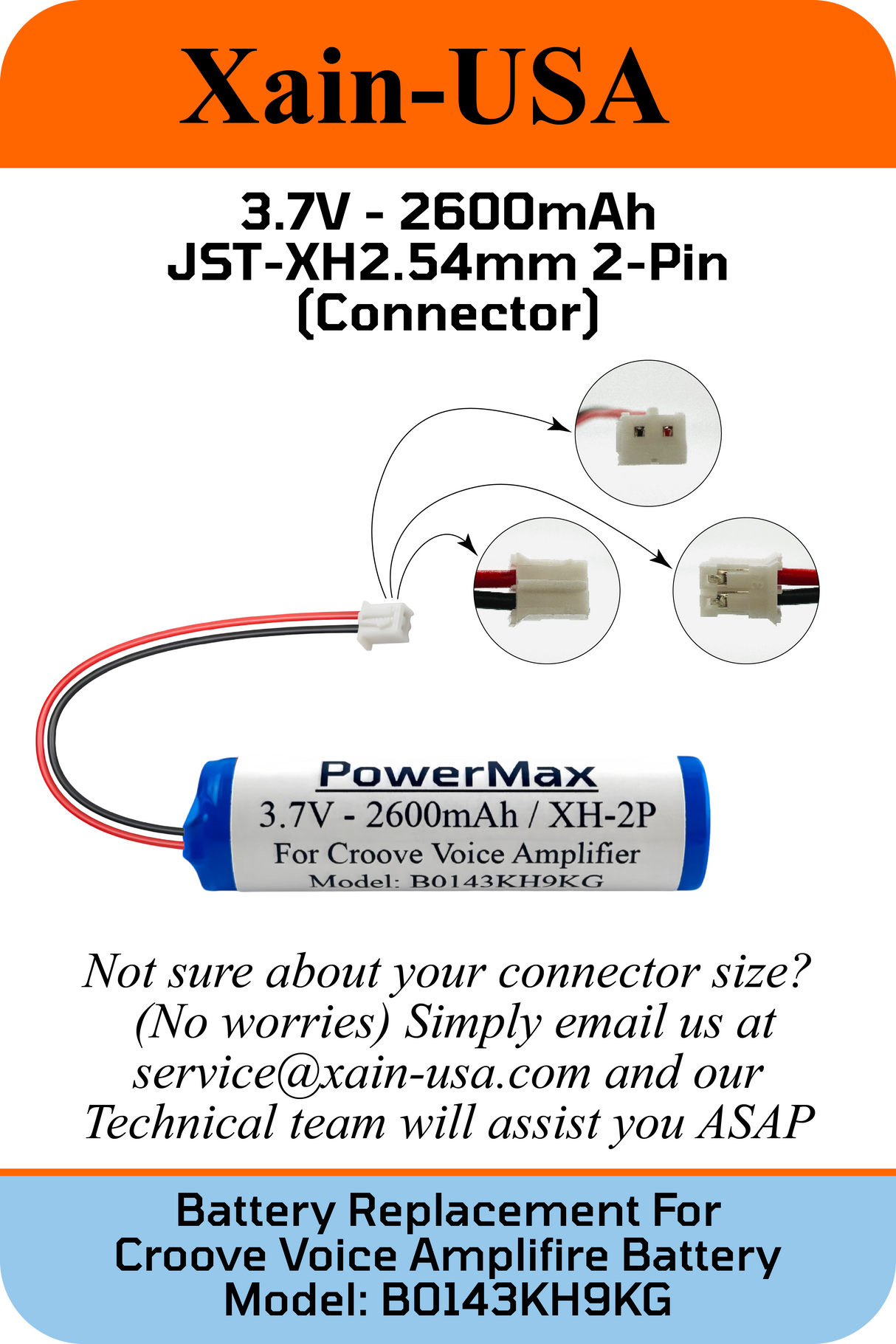 3.7V 2600mAh JST-XH 2.54 for Croove Amplifier