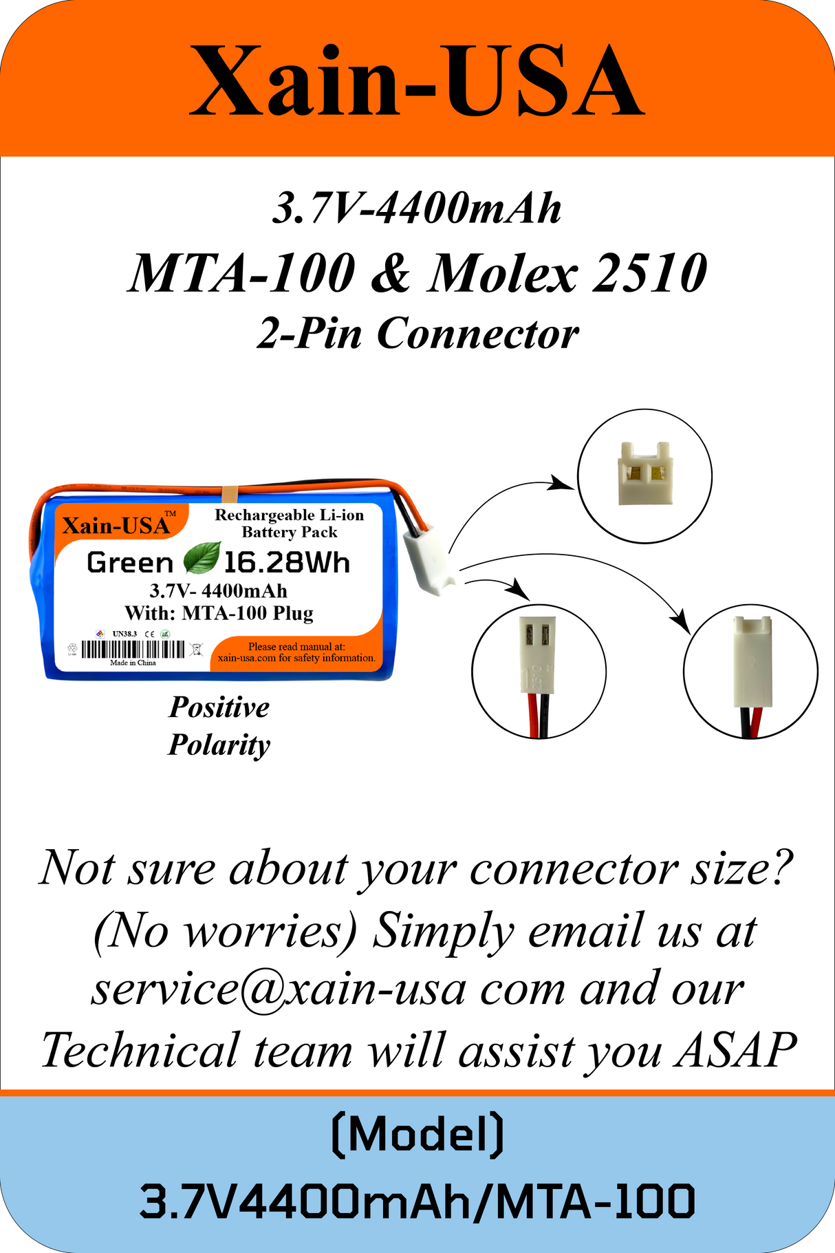 3.7V 4400mAh JST-MTA 100