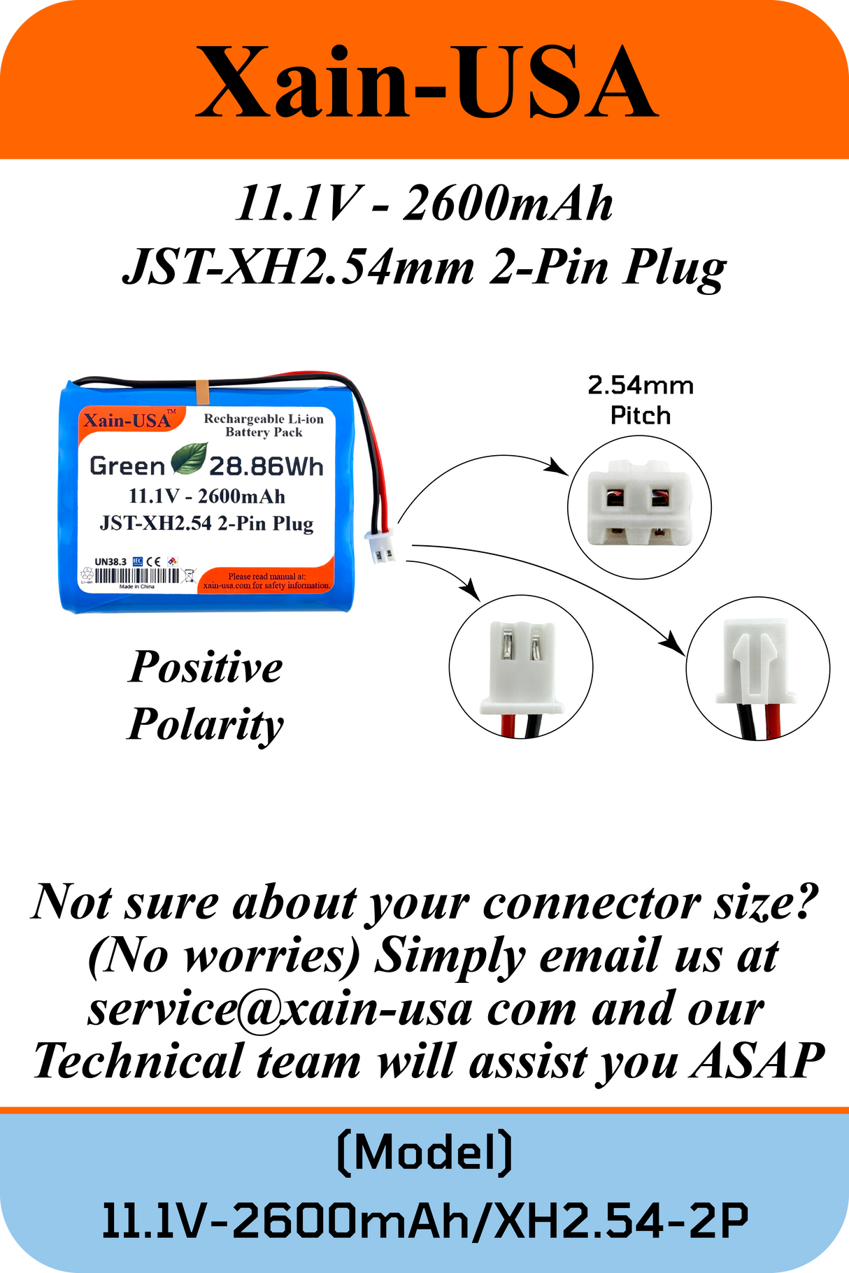 11.1V 2600mAh JST-XH 2.54 for Altec Lansing Speakers