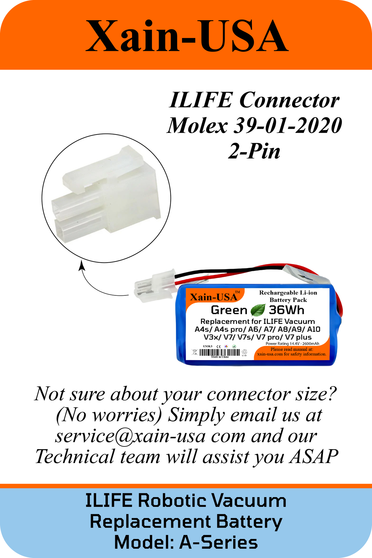 14.4V 2600mAh for ILIFE Vacuum