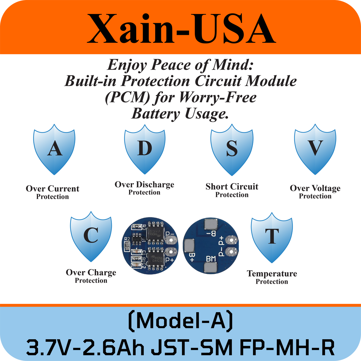 3.7V 2600mAh JST-SM 2.0