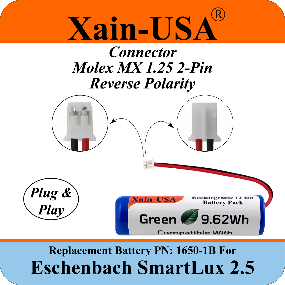 Eschenbach SmartLux 2.5 Portable Video Magnifier Replacement Battery – 2600mAh 3.7V, PN 1650-1B