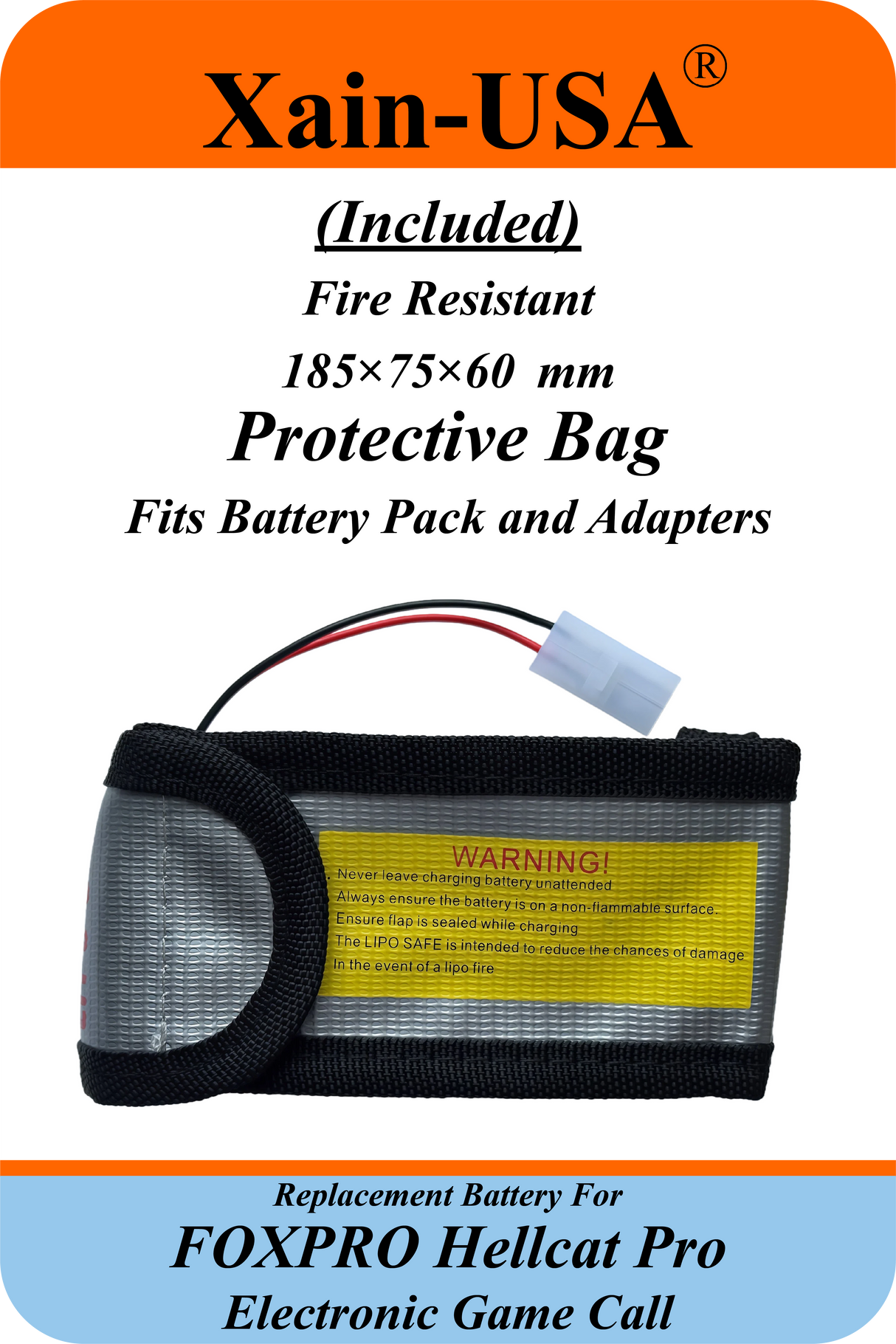 (2x2) SMART Battery Package / 3200mAh High-Capacity Replacement for FOXPRO Hellcat Pro Game Caller. Featuring Xain-Extra cells 1000 charge cycles. Comes with charger adapter / PN: 34317 / 11.1V 3S1P