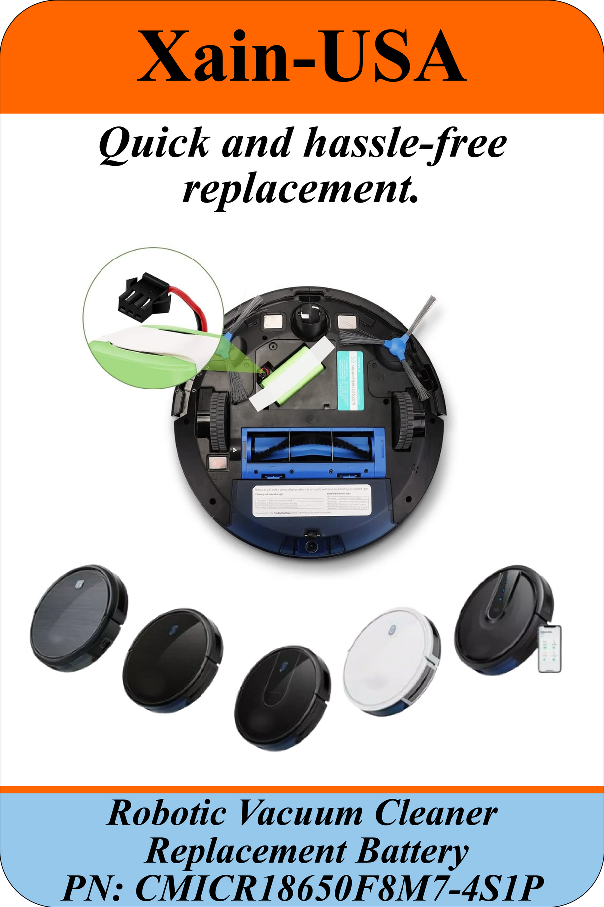 Replacement Battery for Goovi D380, D382, F007C Robot Vacuum Cleaners 14.4V - 2600mAh (37.4Wh) with Built-in Battery Management System (BMS)