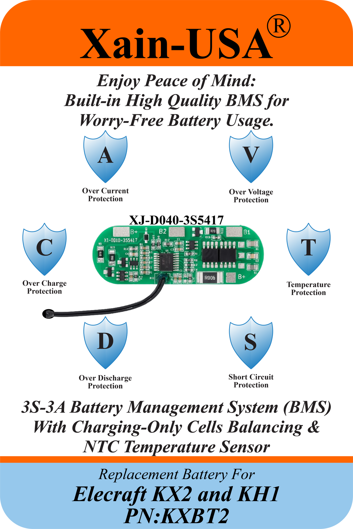 3200mAh Replacement Battery for Elecraft KX2 & KH1 / PN: KXBT2