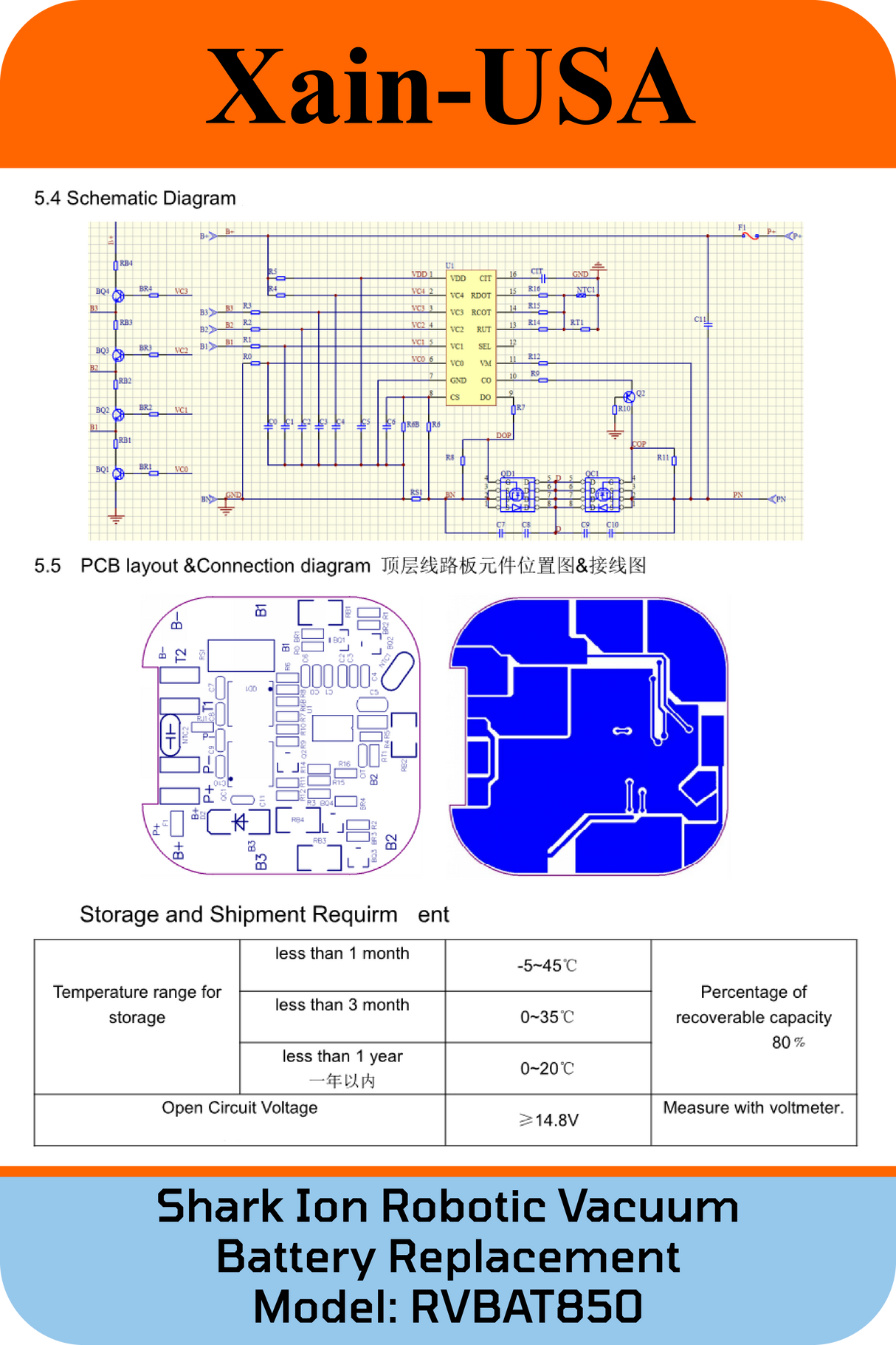 14.4V 2600mAh for Shark Ion Robot Vacuum
