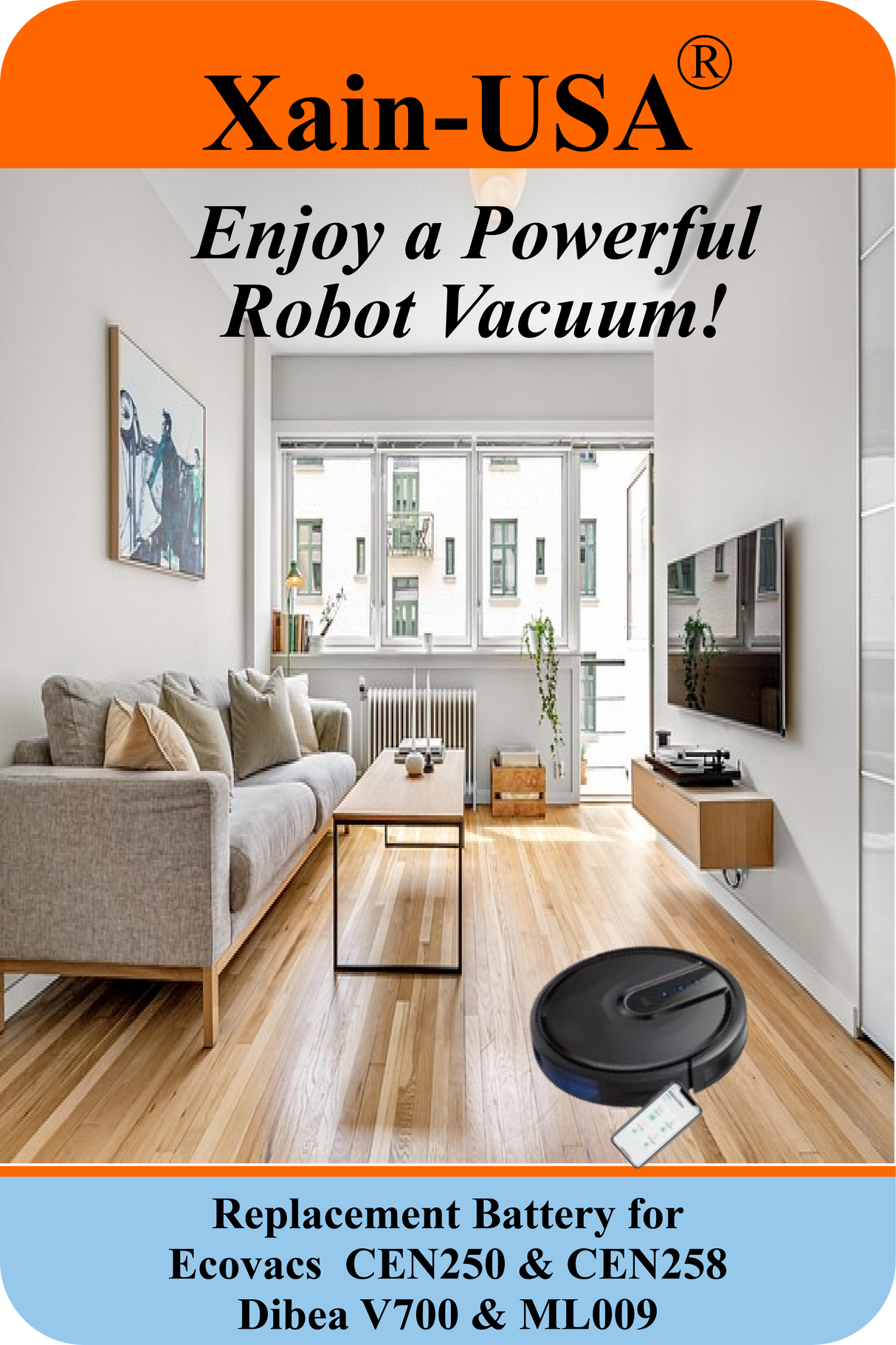 (1-Pack) 11.1V 2600mAh Li-ion Replacement Battery, 28.86Wh – Compatible with Ecovacs CEN250, CEN258 & Dibea ML009, V700