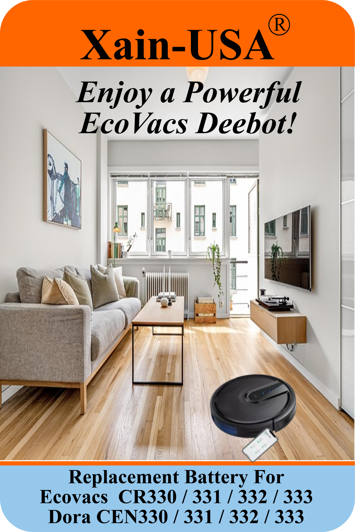 (1-Pack) 11.1V 2600mAh Replacement Battery for Ecovacs CR330, CR331, CR332, CR333, And Dora CEN330, CEN331, CEN332, CEN333 – PN: ICR18650 3S1P & UR18650ZY-3S1P-AAP (28.86Wh)