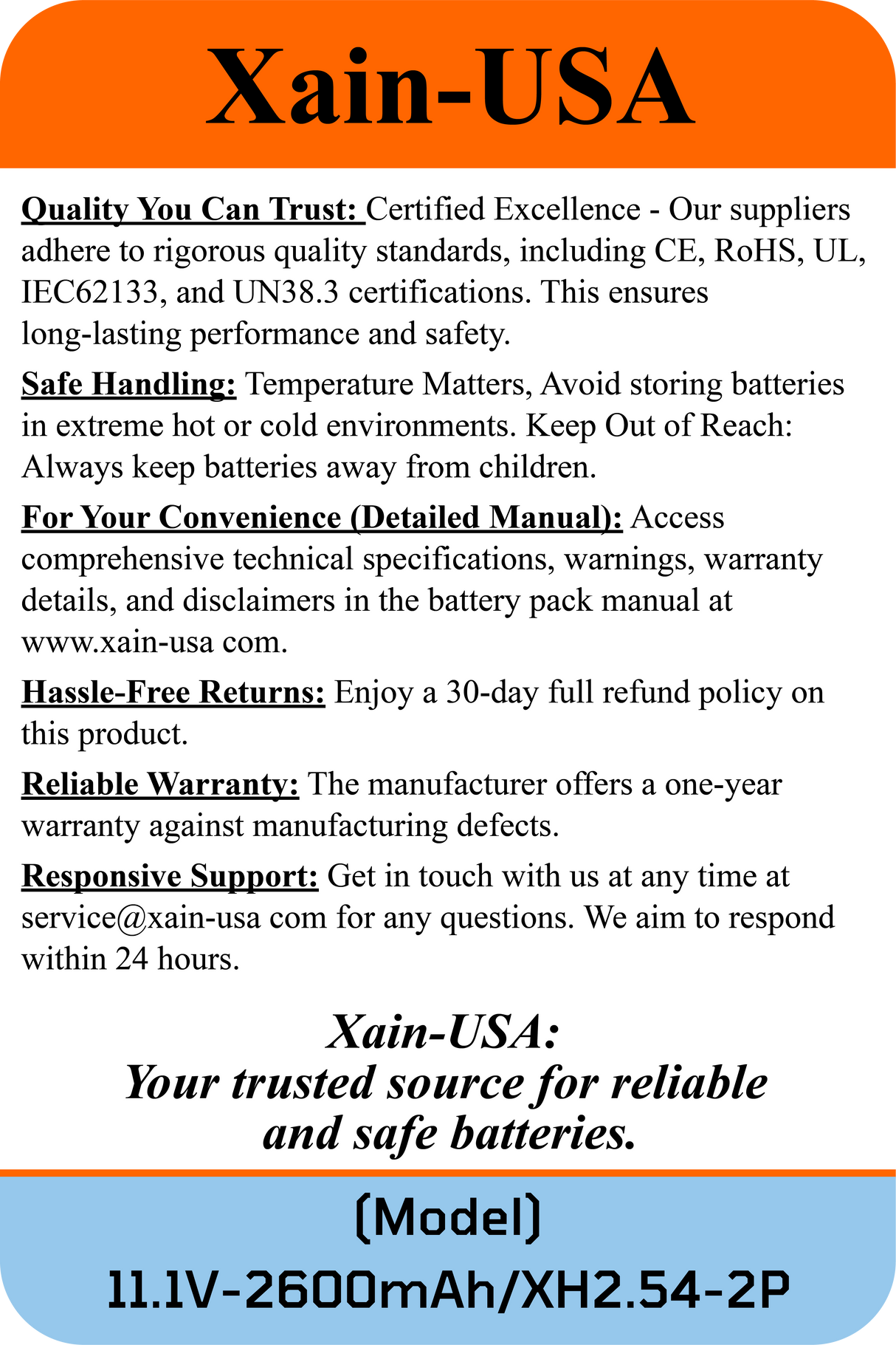 11.1V 2600mAh JST-XH 2.54 for Altec Lansing Speakers