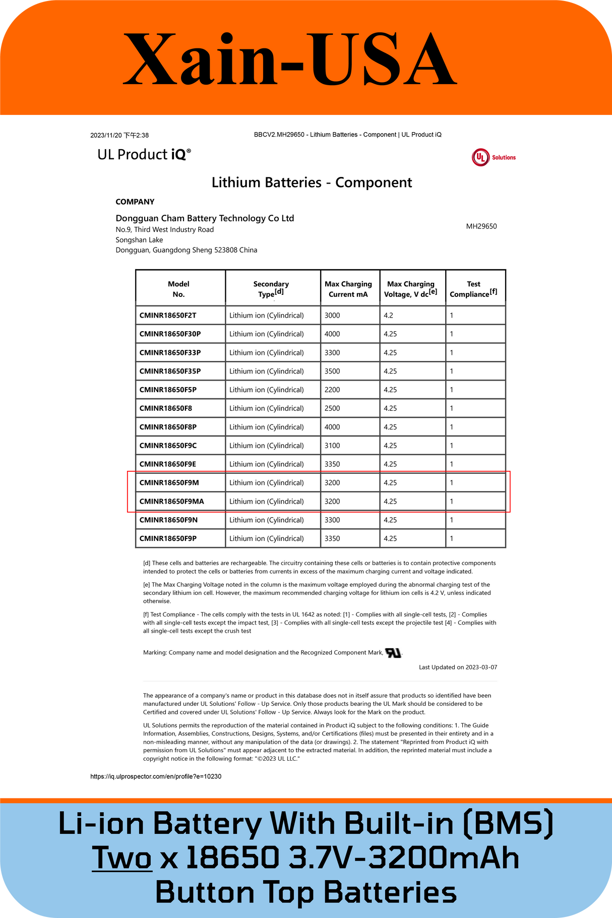 2-Pack 3.7V 3200mAh 18650 Button Top with Charger