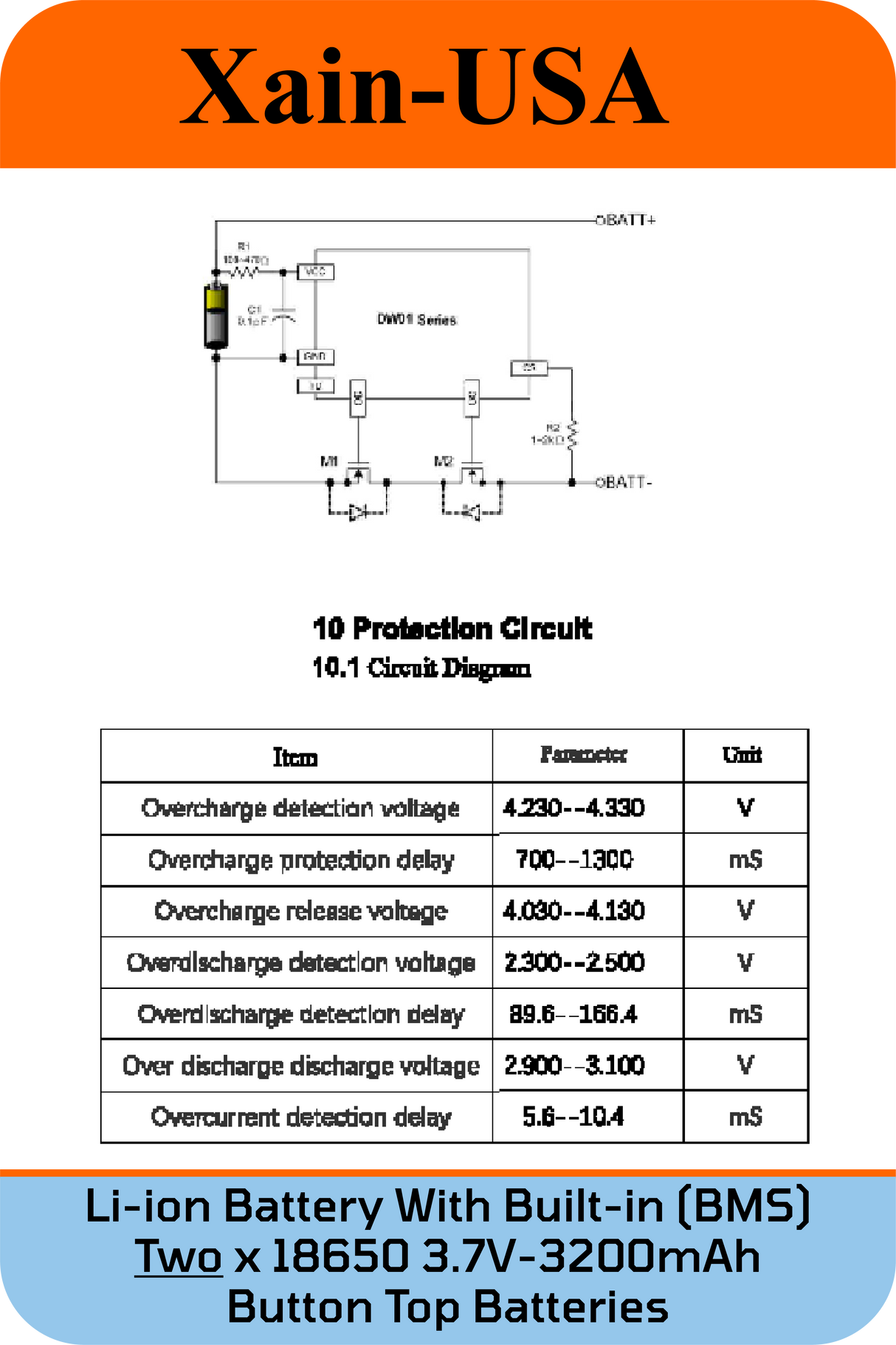 2-Pack 3.7V 3200mAh 18650 Button Top with Charger
