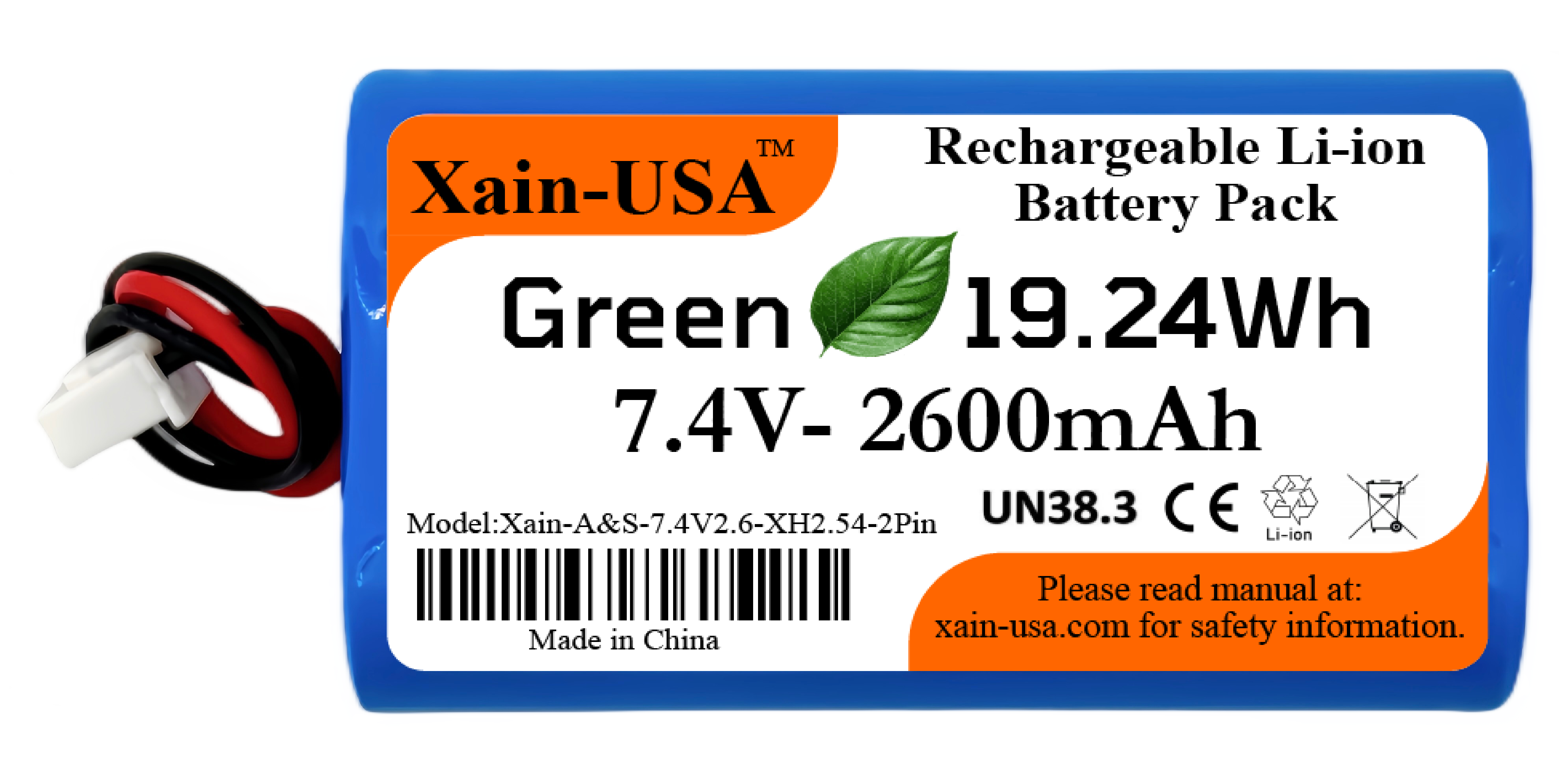 7.4V 2600mAh JST-XH 2-Pin