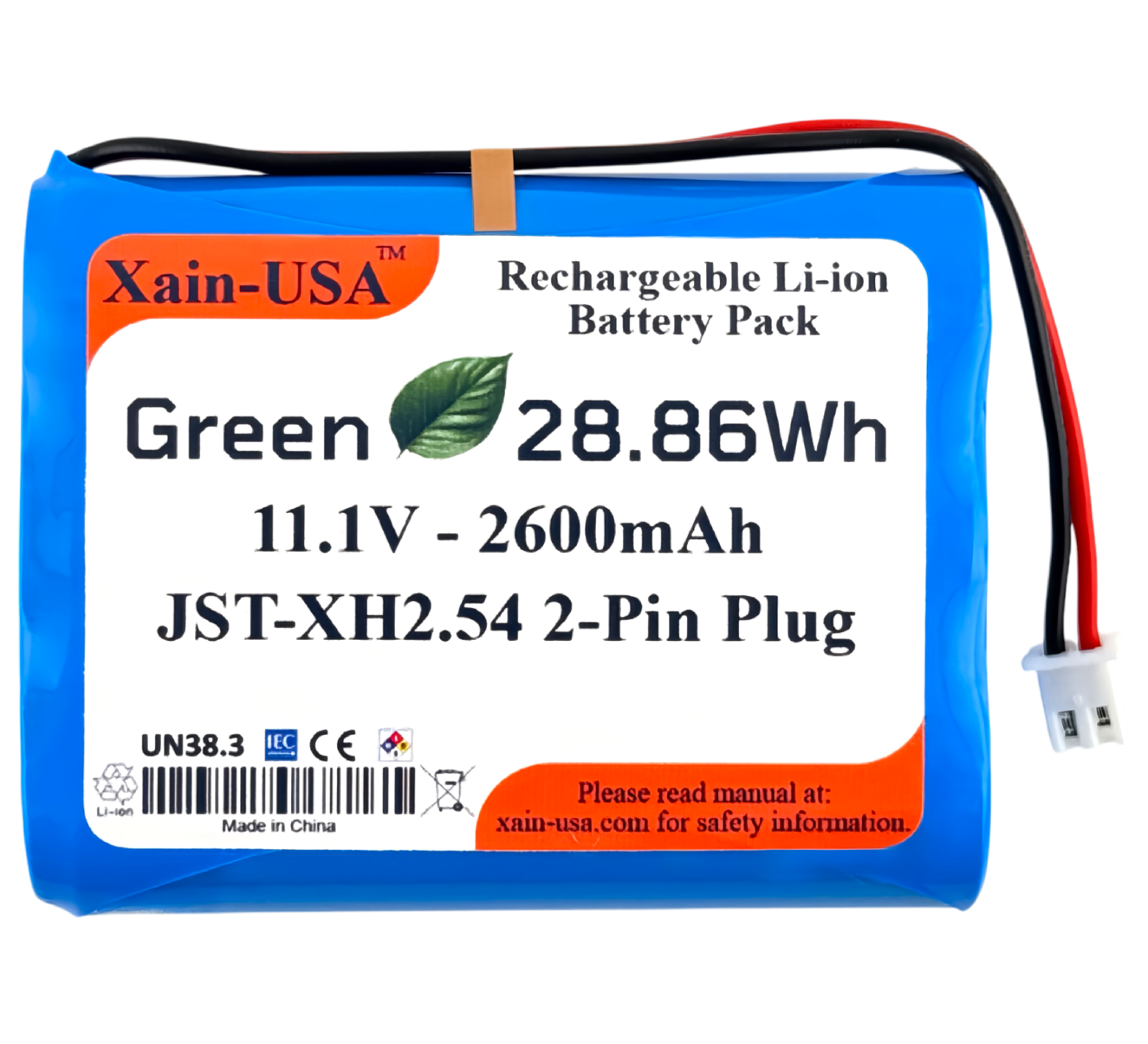 11.1V 2600mAh Powerful Replacement Li-ion Battery, 3S1P config, JST-XH2.54 connector, BMS, Ideal for IMW888S, IMW889N-BLKC.