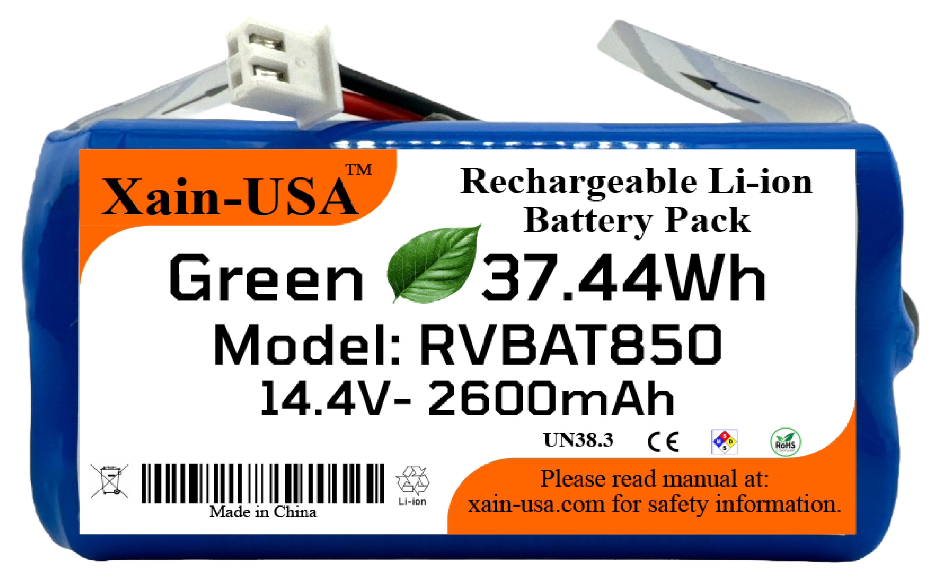 14.4V 2600mAh Shark Ion Robot Vacuum Cleaner Battery Replacement Model: RVBAT850