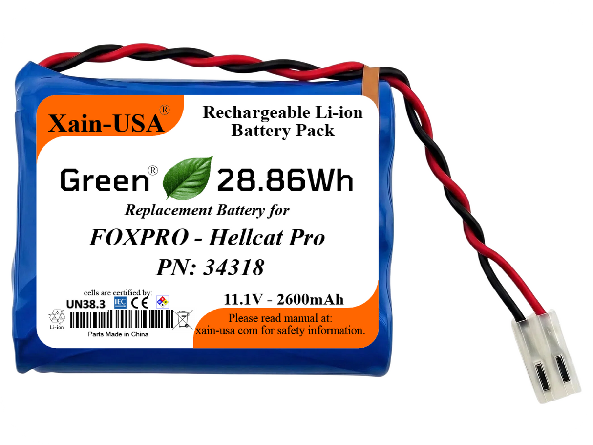 2600mAh Replacement Battery for FOXPRO Hellcat Pro PN: 34318