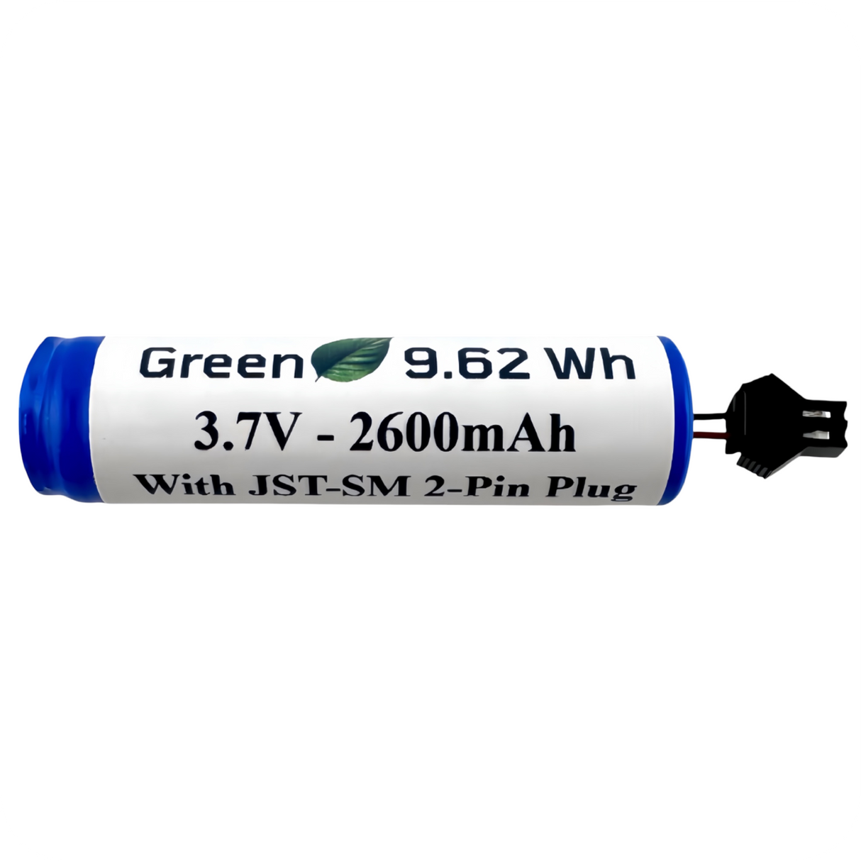 3.7V 2600mAh Li-ion Battery Pack with JST-SM 2-Pin Positive Polarity
