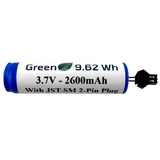 3.7V 2600mAh Li-ion Battery Pack with JST-SM 2-Pin Positive Polarity