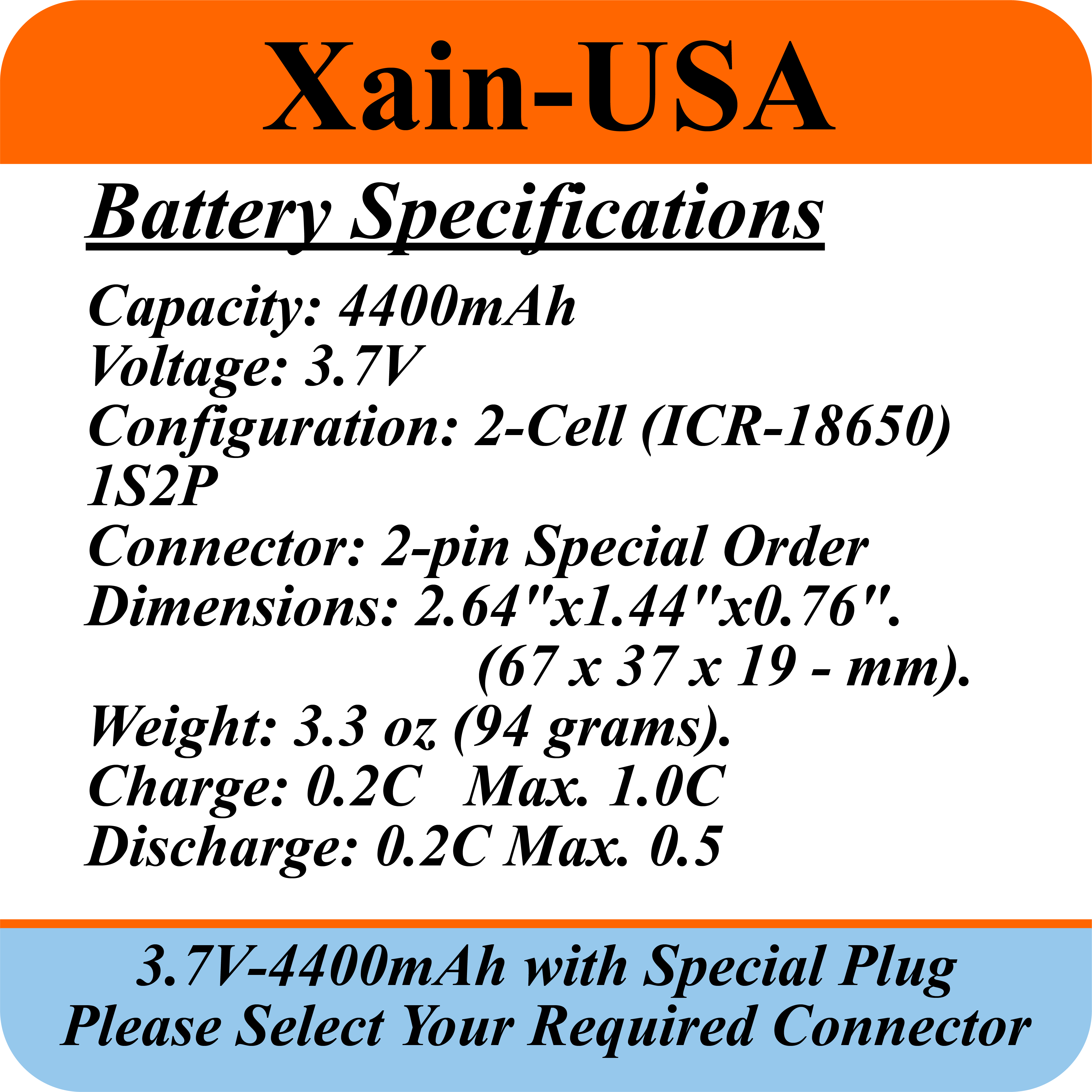 3.7V 4400mAh Special Order