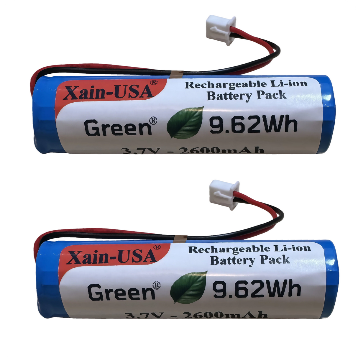 (2-Pack) 3.7V 2600mAh Li-ion Battery Pack (9.62Wh) with JST-XH 2-Pin Connector – Rechargeable 1S Pack for RC Cars, Robots, LED Lights, Portable Electronics, DIY Electronics Products