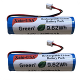 (2-Pack) 3.7V 2600mAh Li-ion Battery Pack (9.62Wh) with JST-XH 2-Pin Connector – Rechargeable 1S Pack for RC Cars, Robots, LED Lights, Portable Electronics, DIY Electronics Products