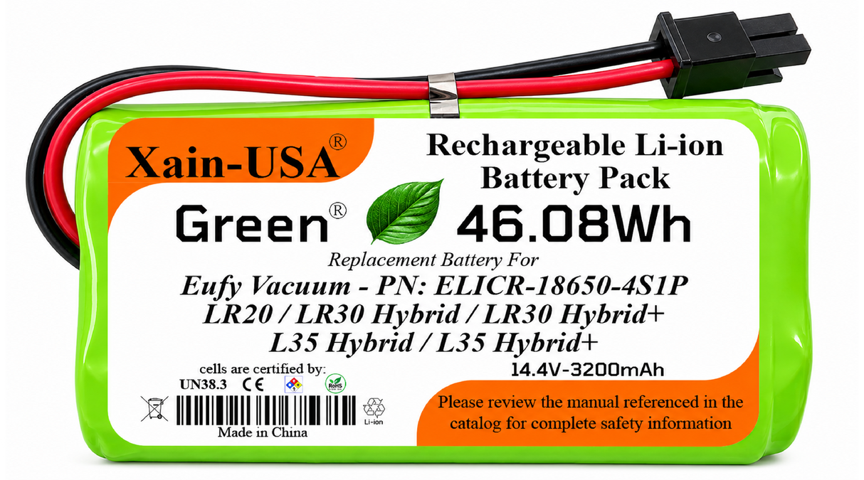 14.4V 3200mAh Replacement Battery for Eufy LR20, LR30 Hybrid, LR30 Hybrid+, L35 Hybrid & L35 Hybrid+ Robot Vacuum Cleaners, Built-in BMS and NTC Temperature Sensor
