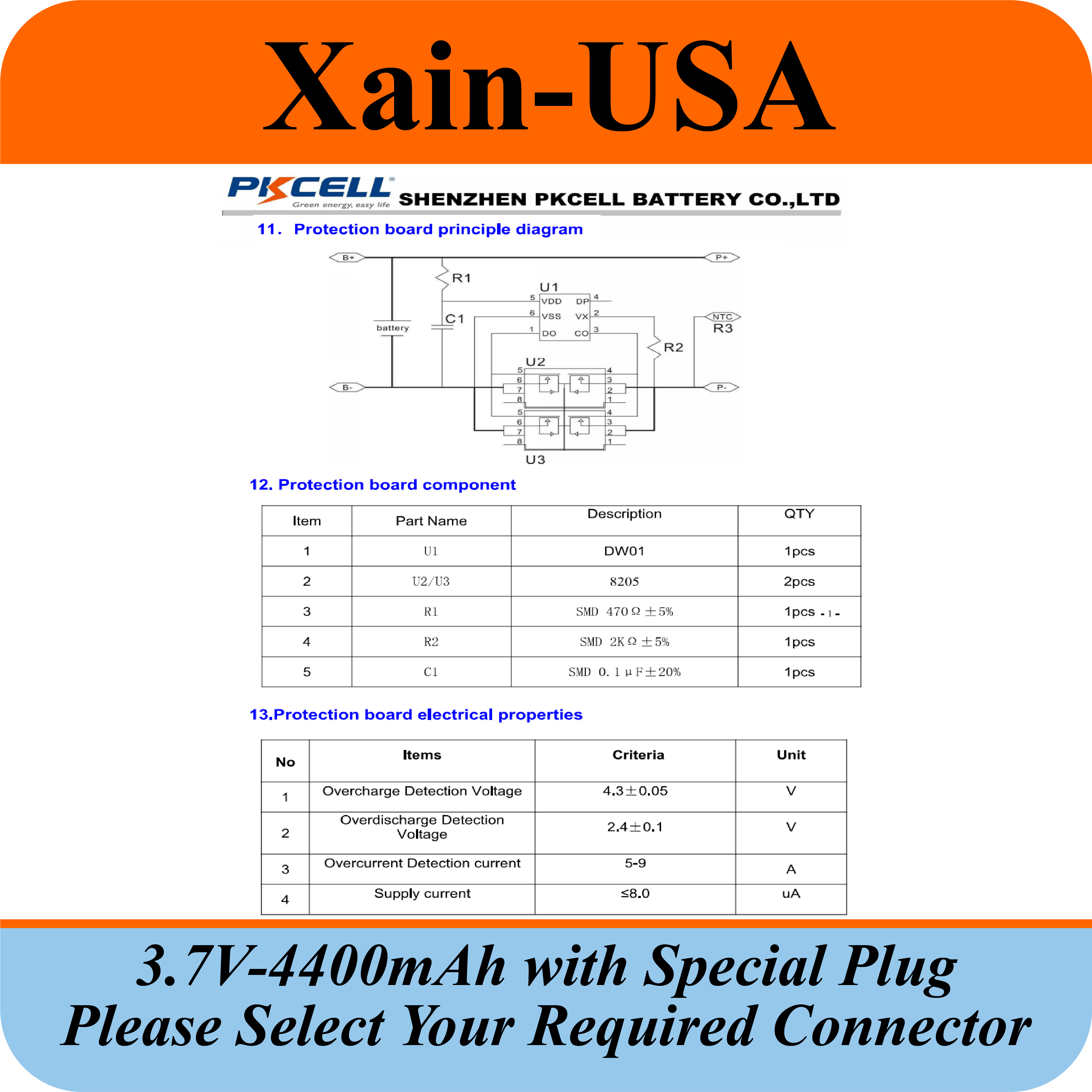 3.7V 4400mAh Special Order