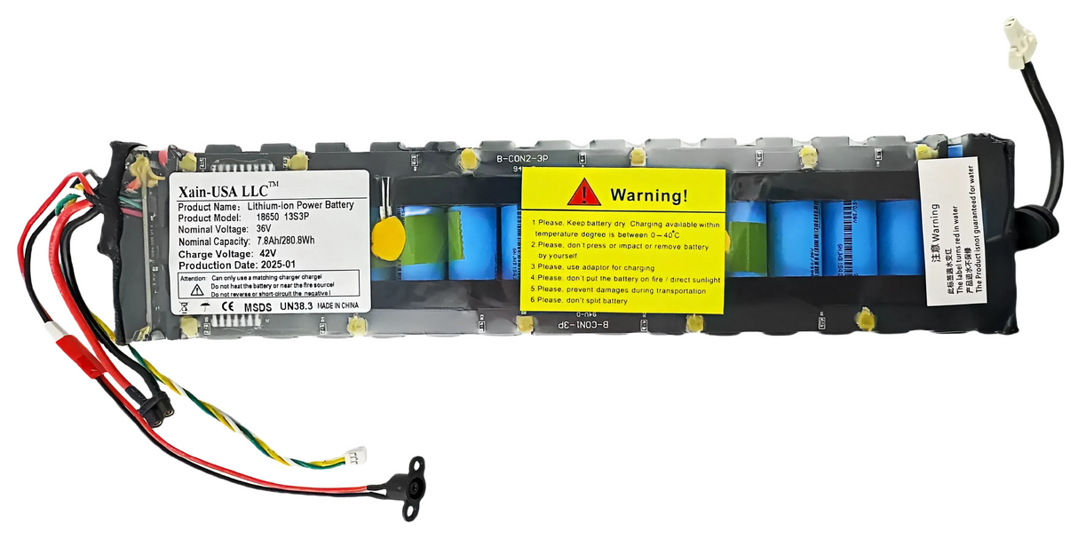 High-Performance Replacement Battery For Xiaomi M365 PN: NE1003-H (36V 7800mAh, 280Wh) with Built-in Communication Protocol. Please See Our Catalog for Xiaomi Scooter Compatibility List.